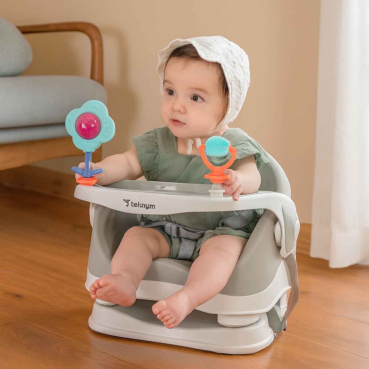 Teknum Grey Portable Booster Chair Toddler, 0-2 Years