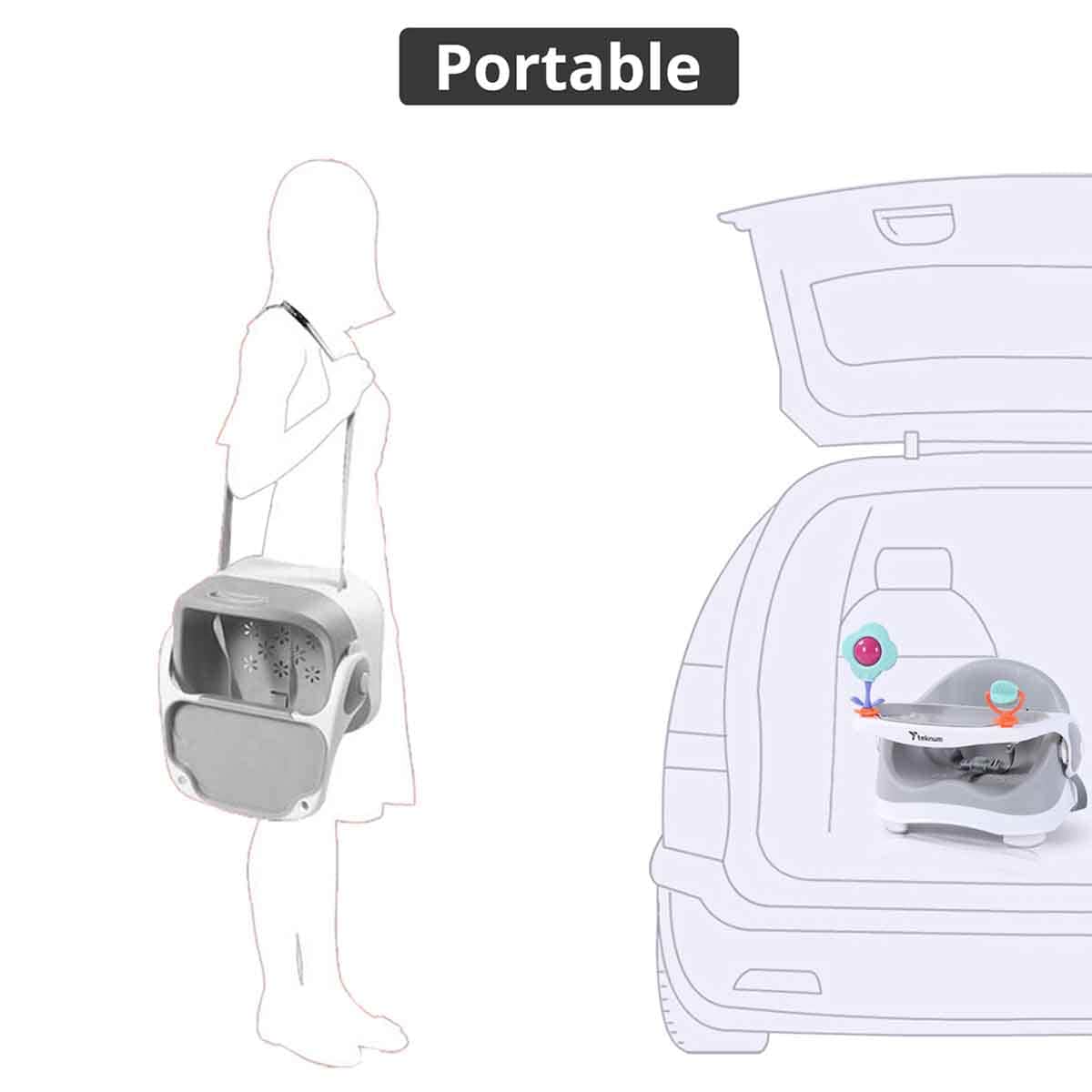 Teknum Grey Portable Booster Chair Toddler, 0-2 Years
