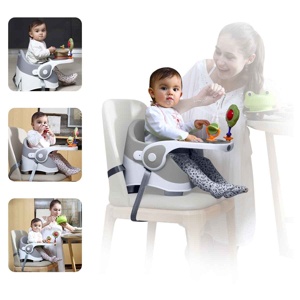 Teknum Grey Portable Booster Chair Toddler, 0-2 Years