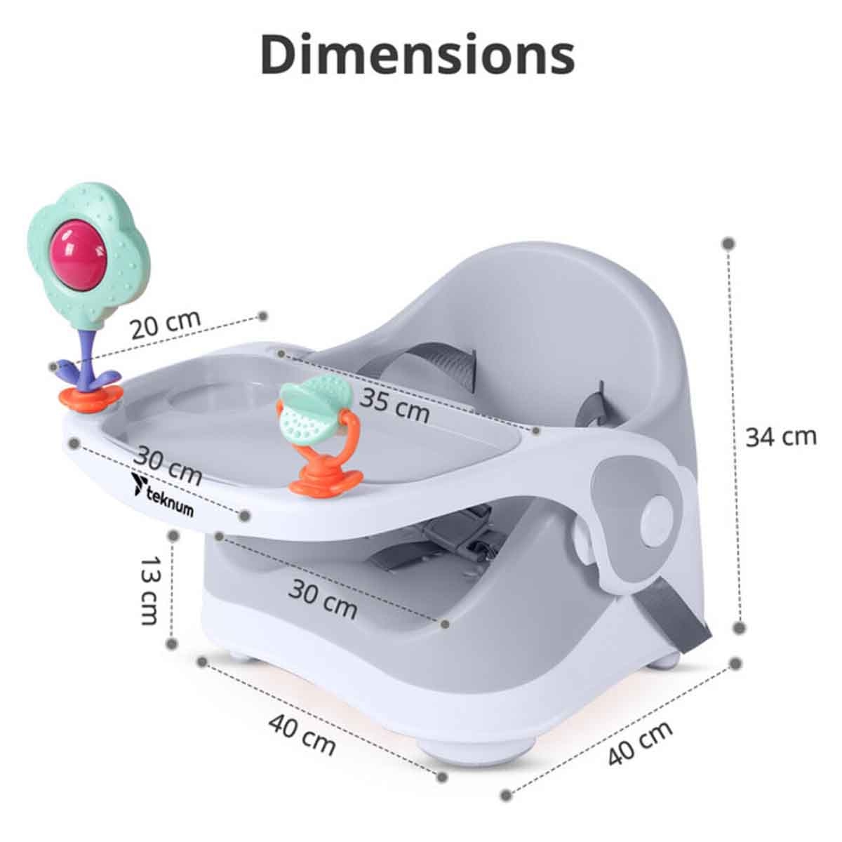 Teknum Grey Portable Booster Chair Toddler, 0-2 Years