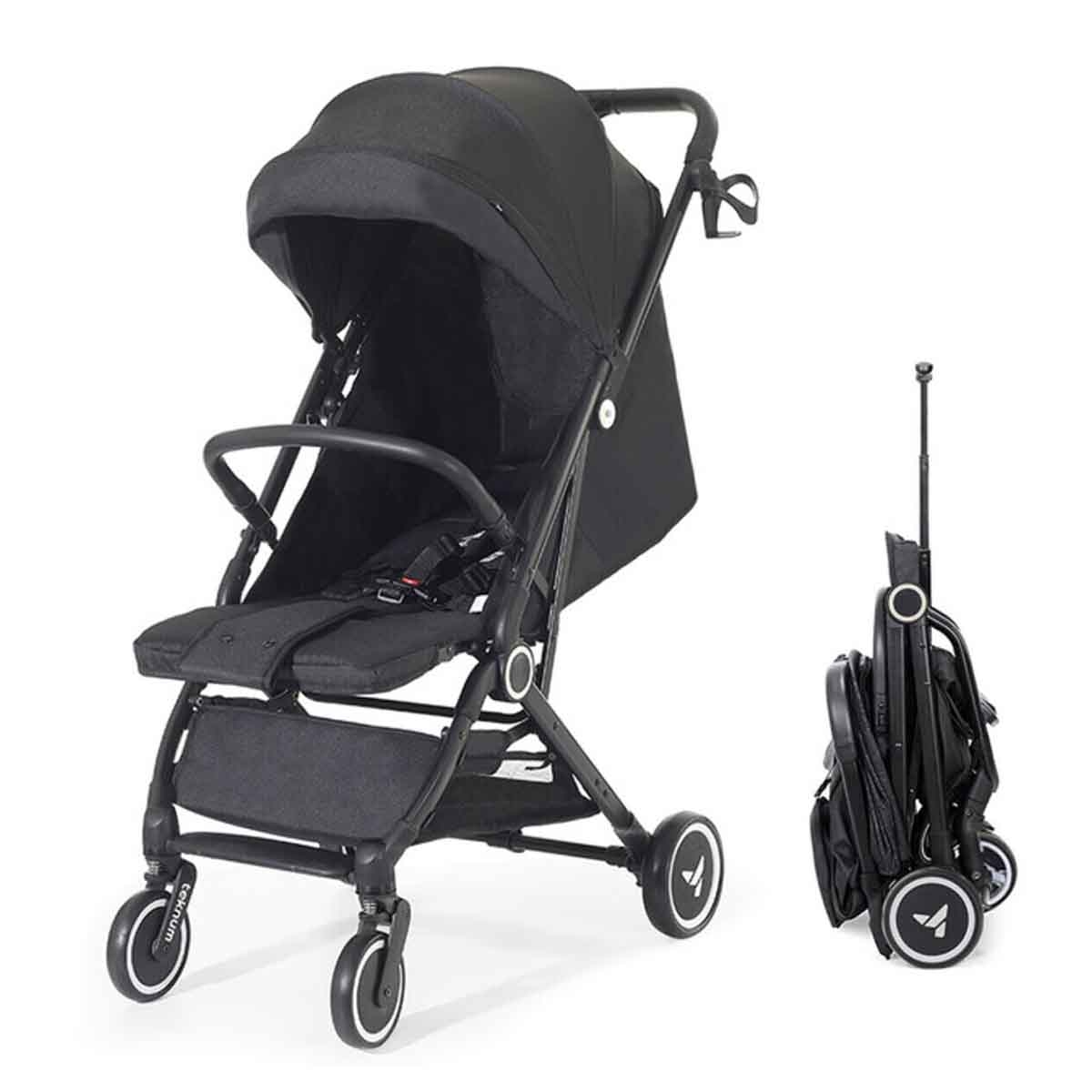 Teknum Black Travel Cabin Stroller with Coffee Cup Holder