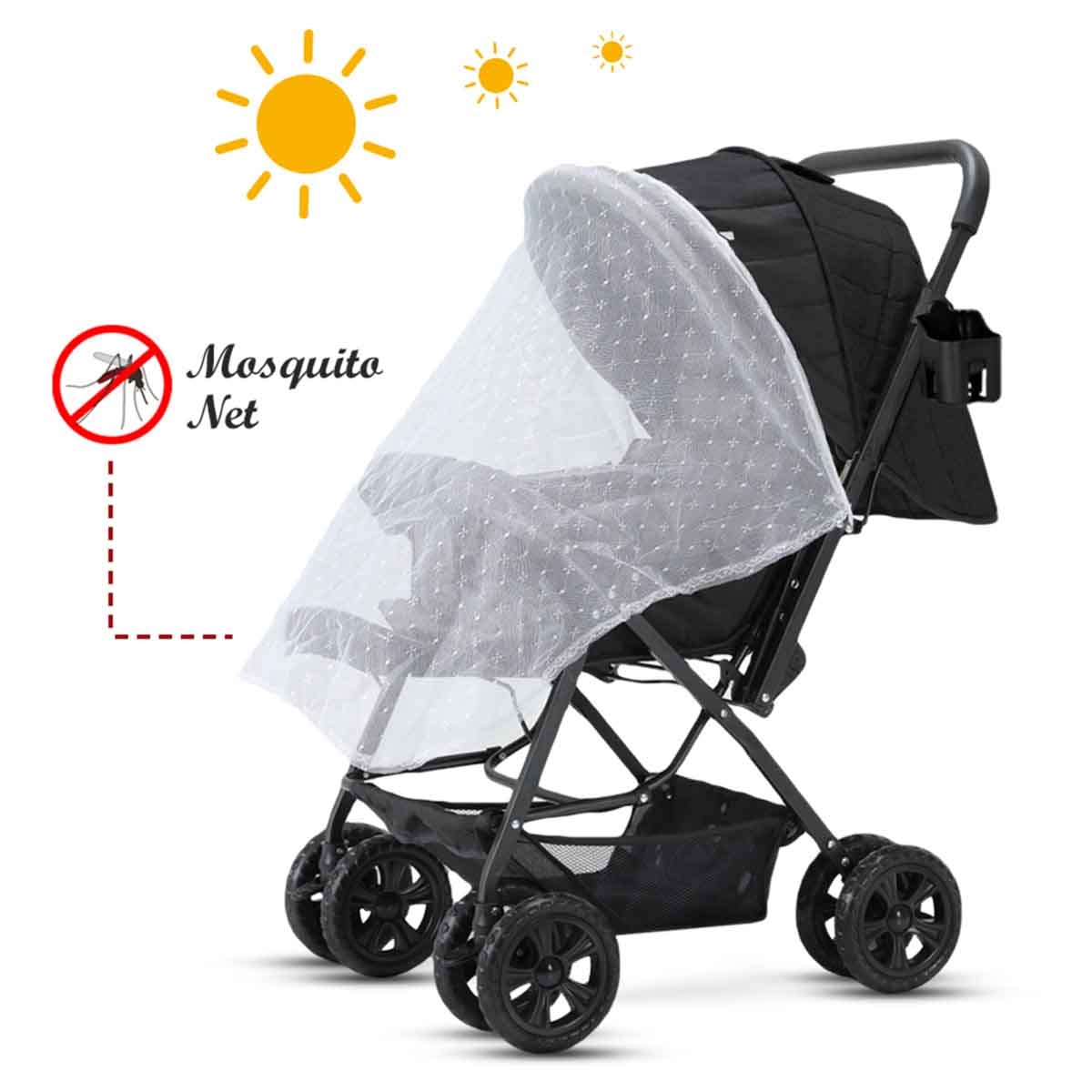 Teknum Black Travel Cabin Stroller with Coffee Cup Holder
