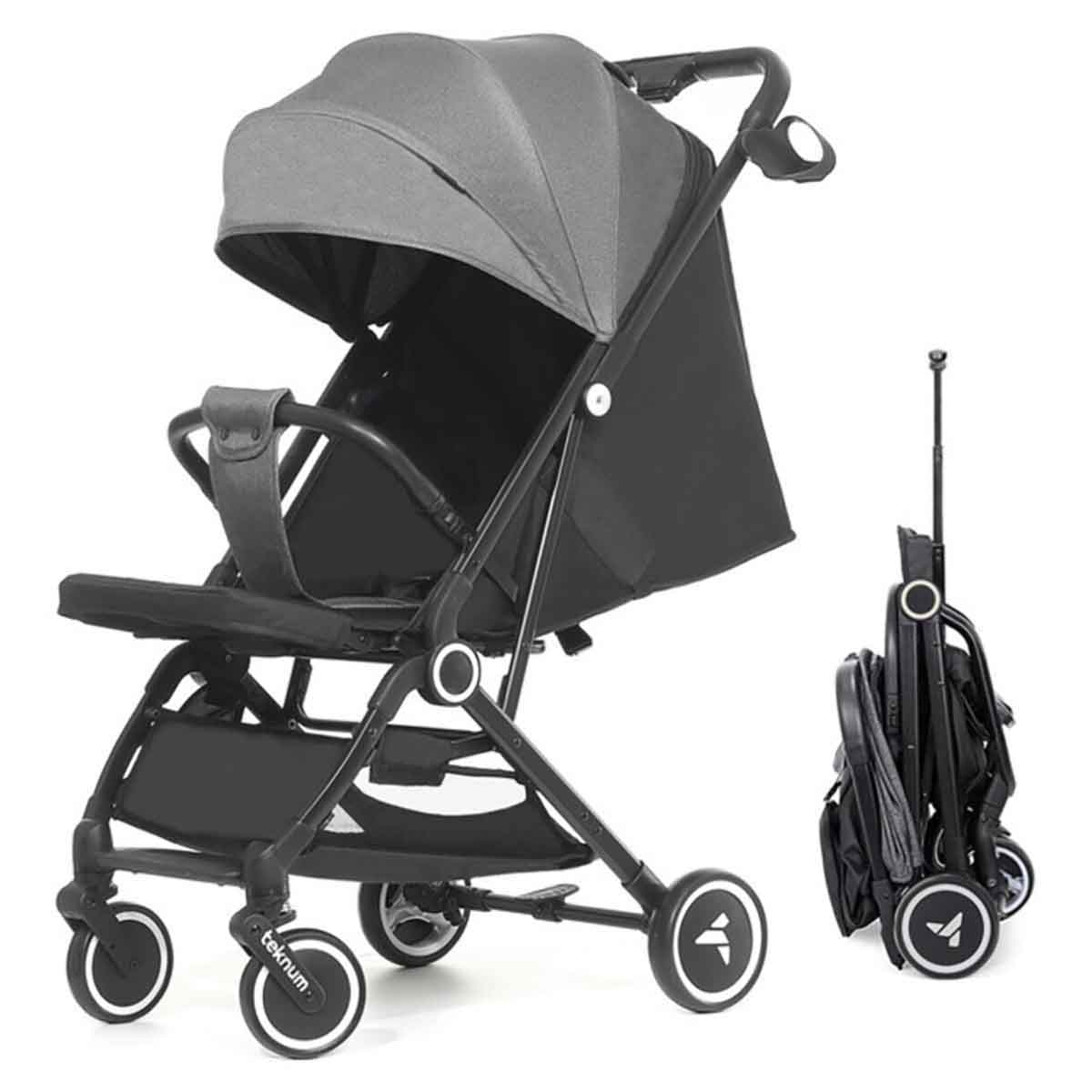 Teknum Grey Travel Cabin Stroller with Coffee Cup Holder