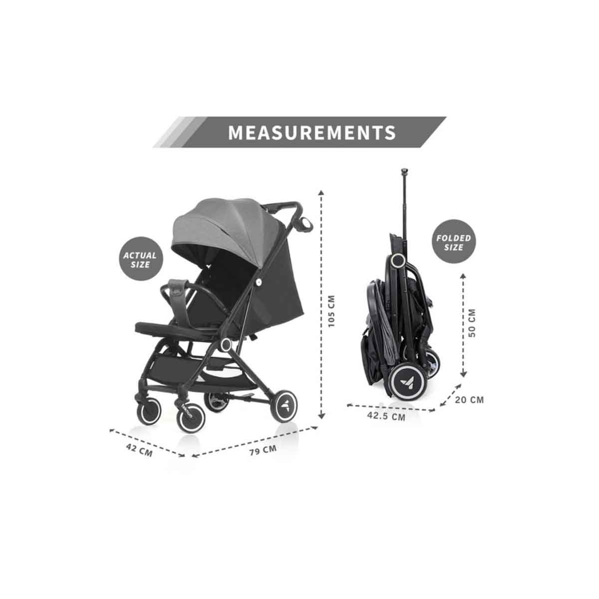 Teknum Grey Travel Cabin Stroller with Coffee Cup Holder