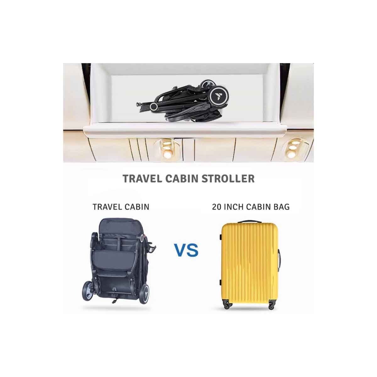 Teknum Grey Travel Cabin Stroller with Coffee Cup Holder