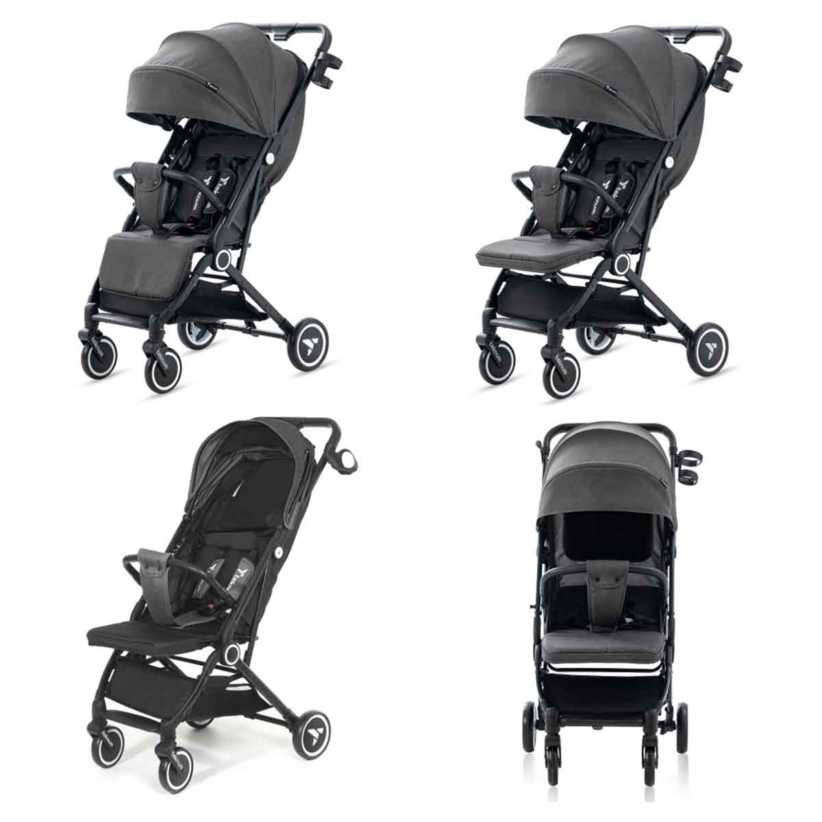 تيكنوم عربة أطفال للسفر مع حامل كوب قهوة باللون الرمادي سلايت