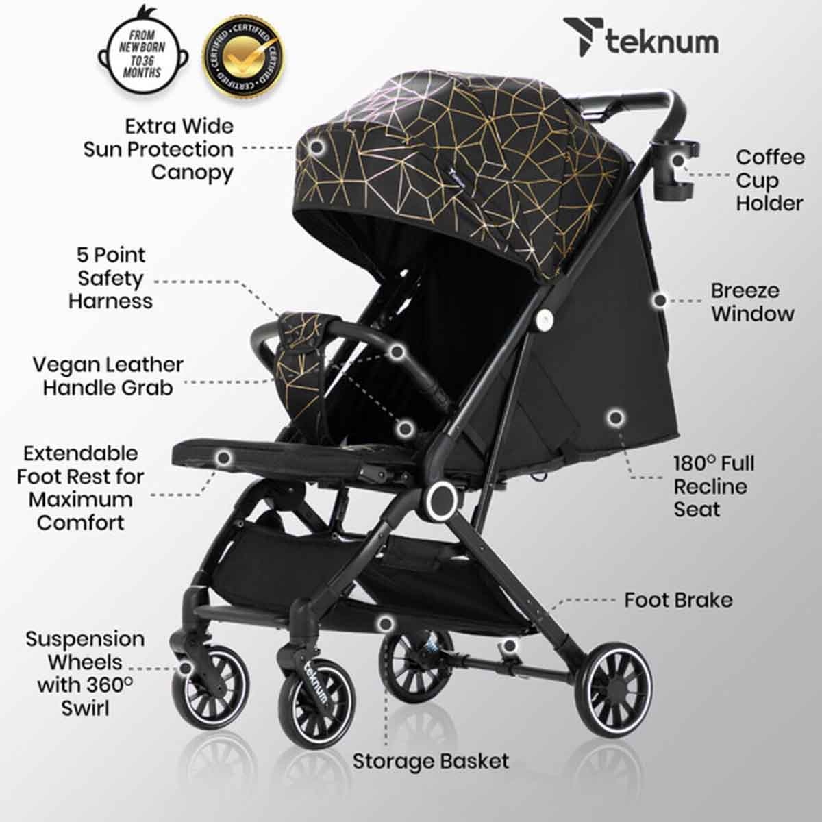 Teknum TravelZen Stroller with Coffee Cup Holder
