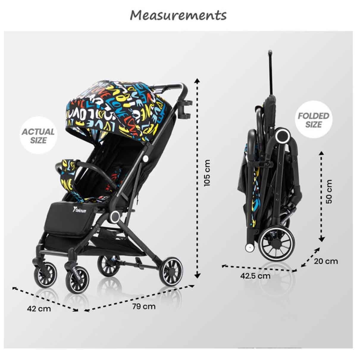 تيكنوم عربة أطفال لوف ترافل زين مع حامل كوب قهوة