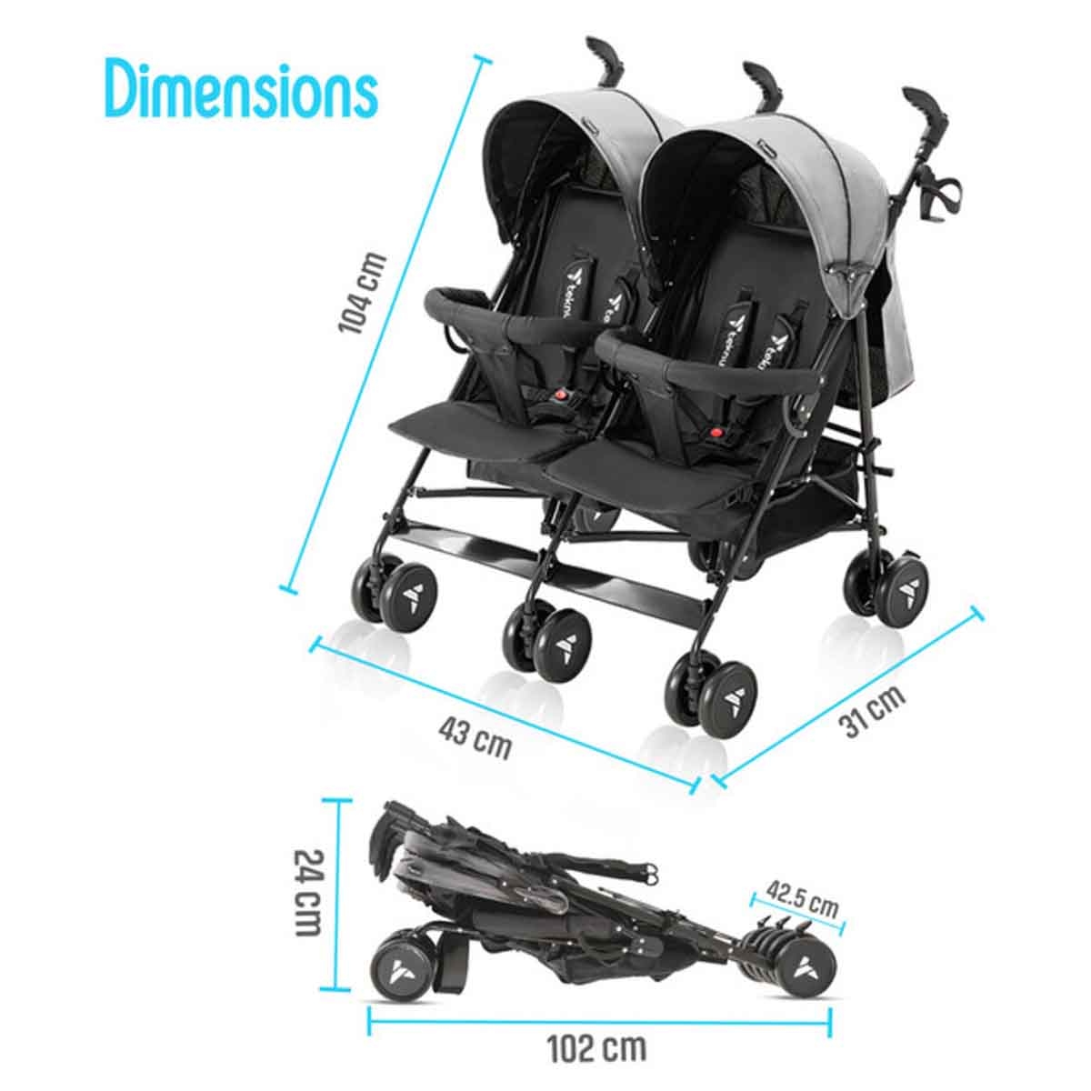 Teknum Black Twin Fellow Stroller