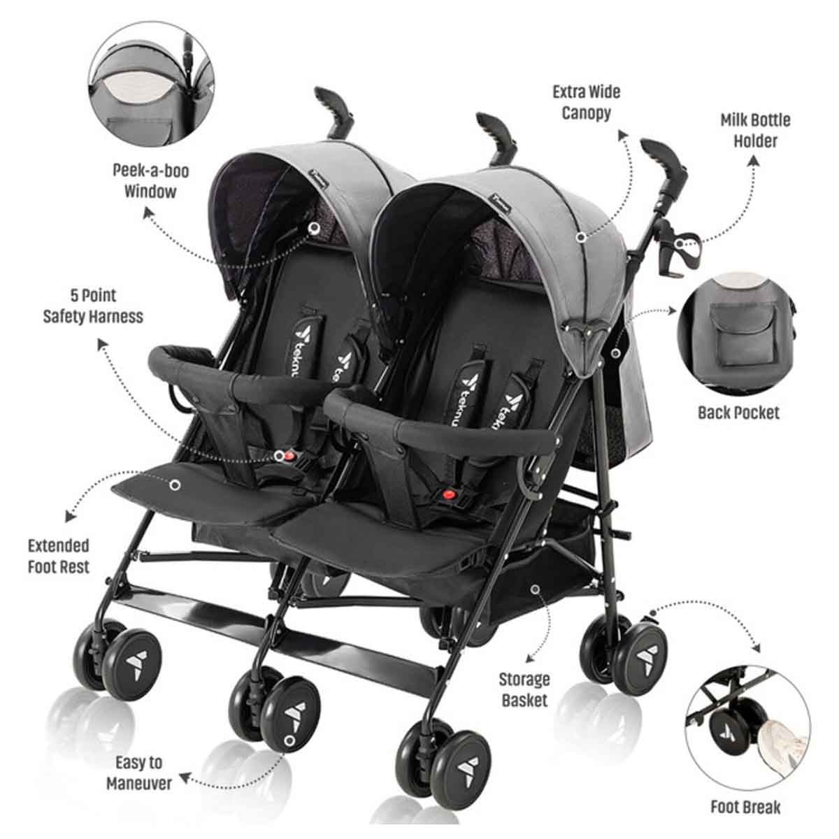 Teknum Black Twin Fellow Stroller