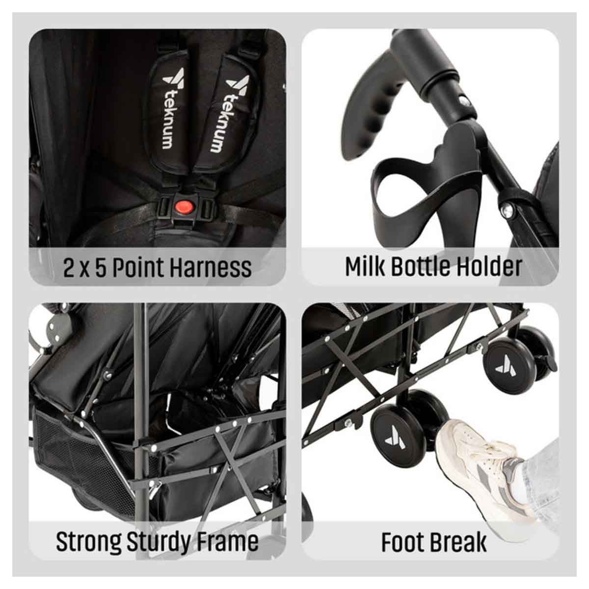 Teknum Black Twin Fellow Stroller