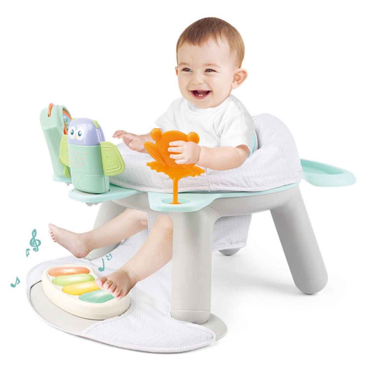 Teknum White 2-in-1 Dining Chair Toddler Play Seat with Pedal Piano Toddler, 0-2 Years
