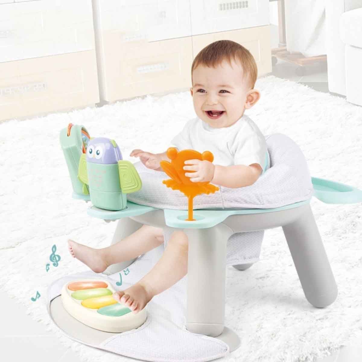 Teknum White 2-in-1 Dining Chair Toddler Play Seat with Pedal Piano Toddler, 0-2 Years