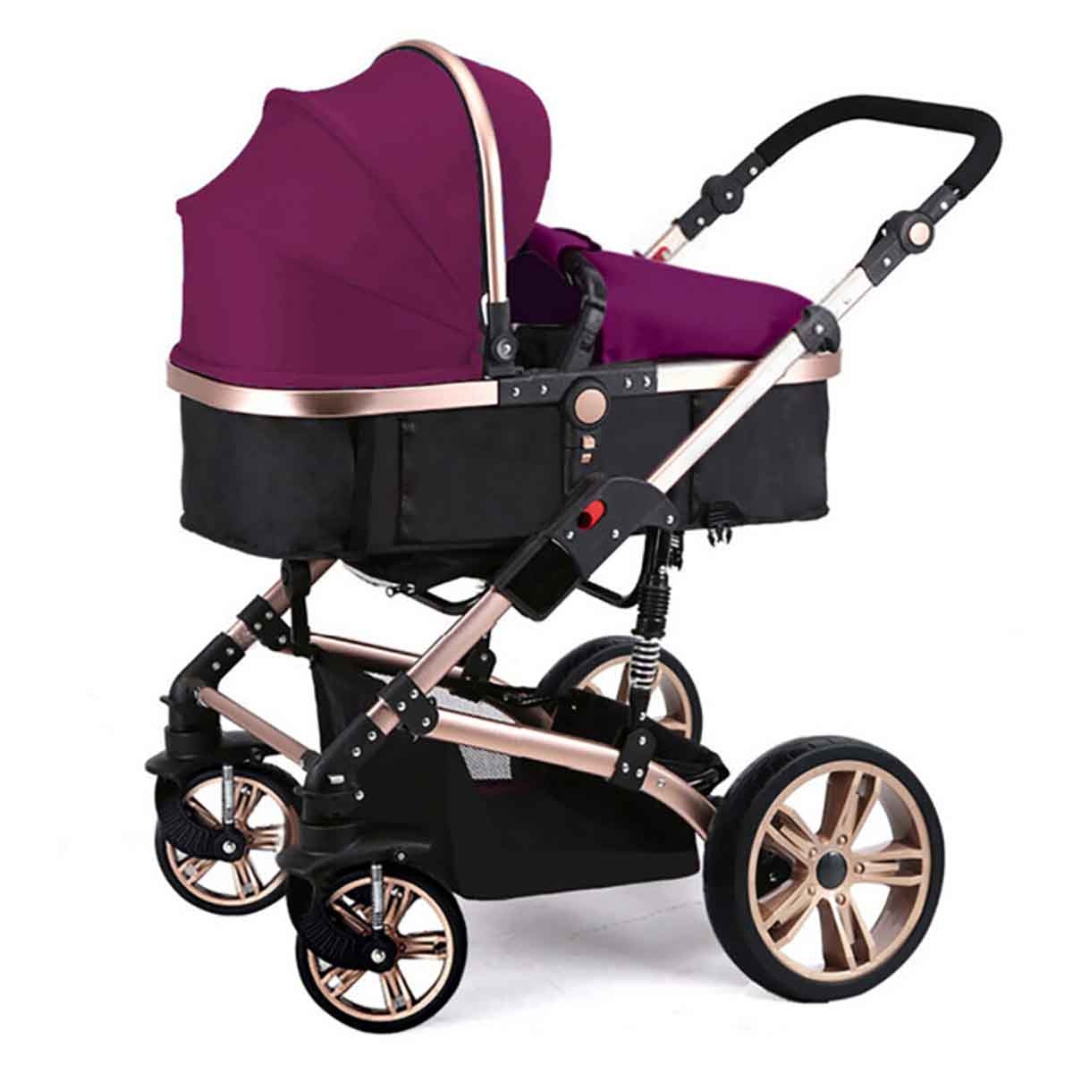 تيكنوم عربة أطفال 3 في 1 نبيذي للأطفال، 0-2 سنة