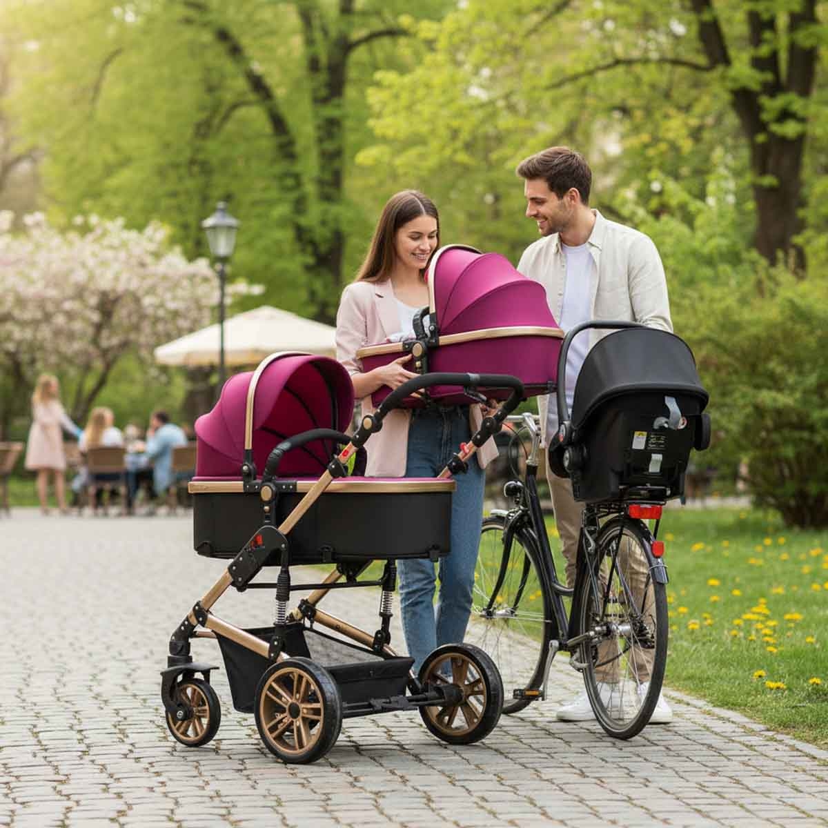 Teknum Wine Extra Wide Seat 3-in-1 Pram Stroller Toddler, 0-2 Years