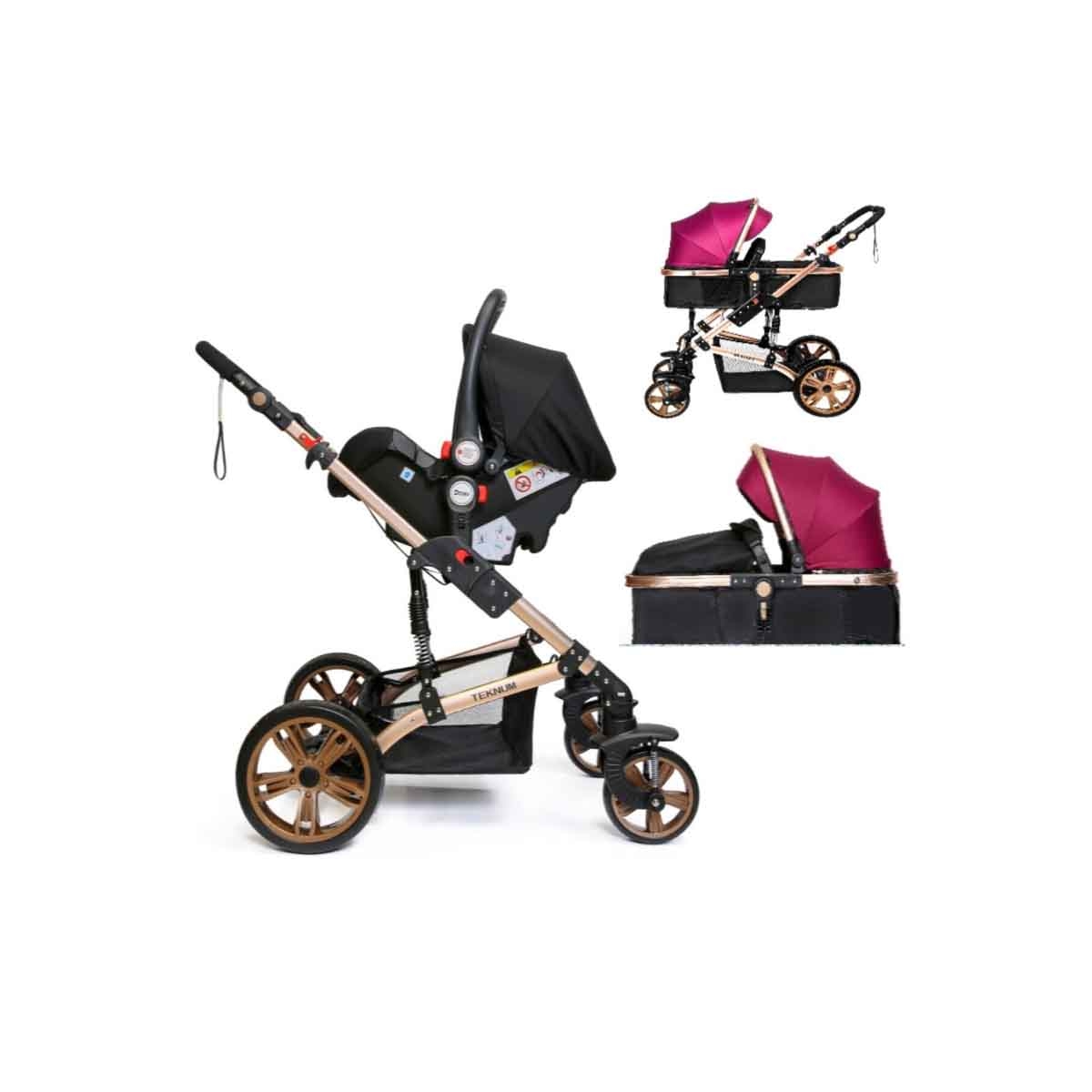 Teknum Wine Extra Wide Seat 3-in-1 Pram Stroller Toddler, 0-2 Years