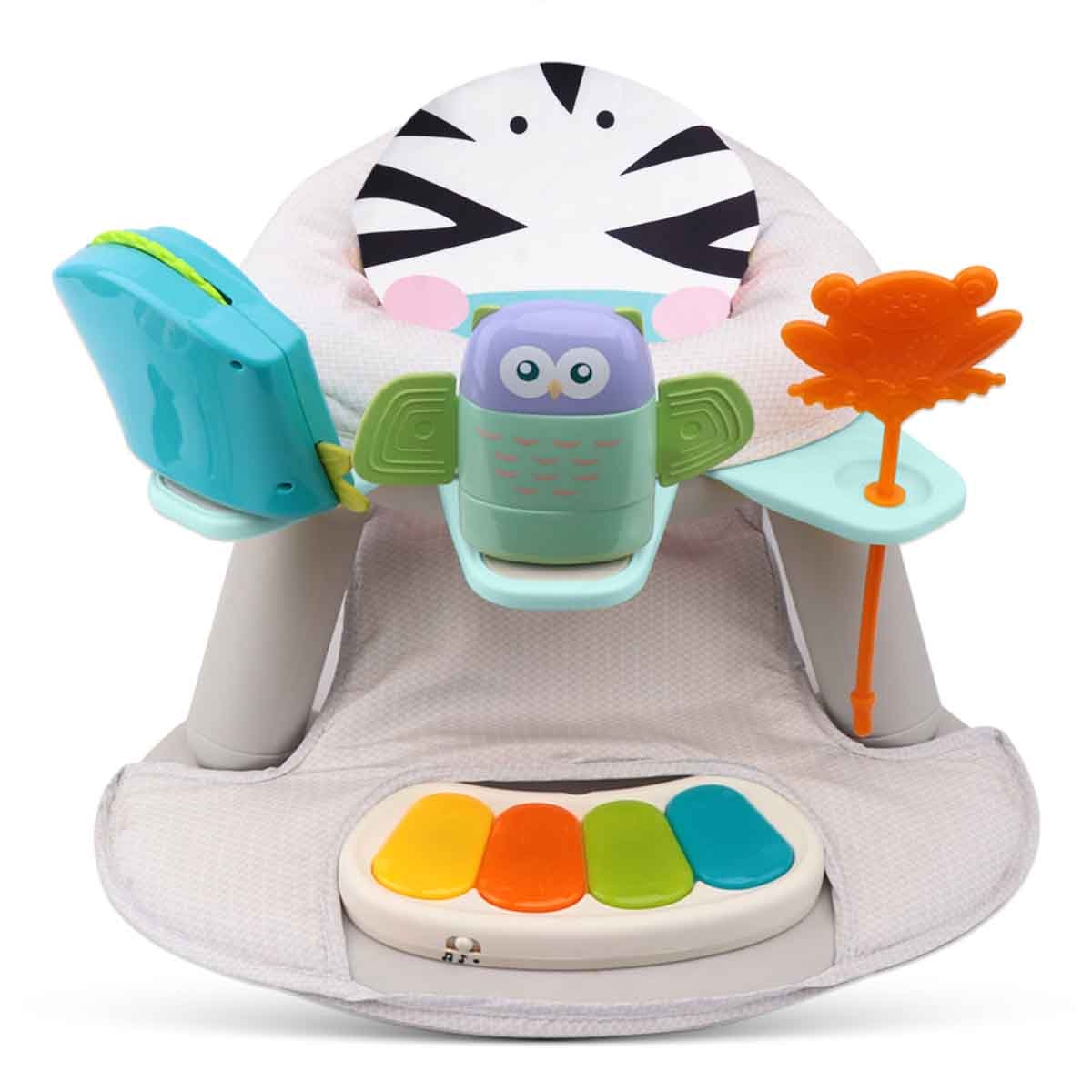 Teknum Zebra 2-in-1 Dining Chair Toddler Play Seat with Pedal Piano Toddler, 0-2 Years