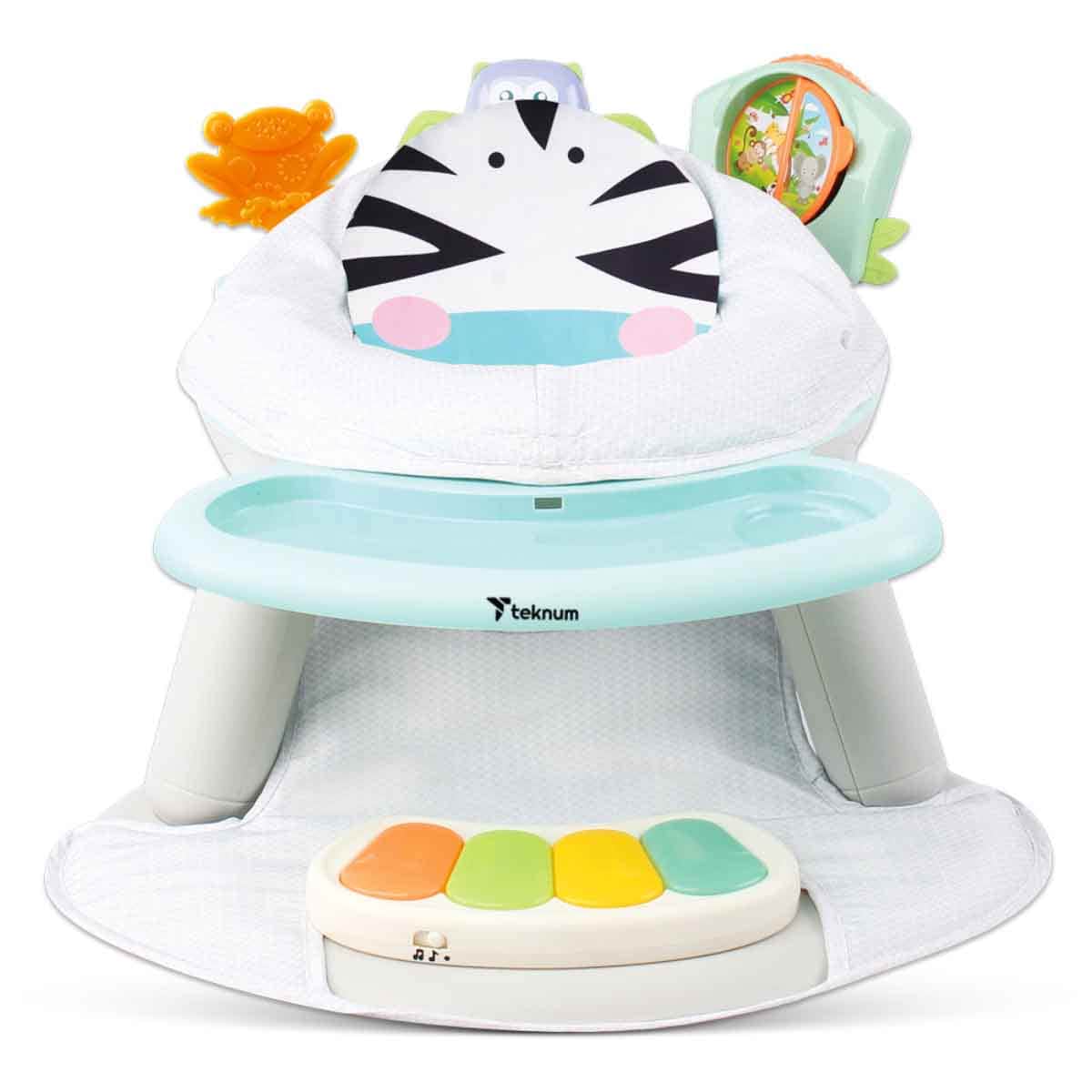 Teknum Zebra 2-in-1 Dining Chair Toddler Play Seat with Pedal Piano Toddler, 0-2 Years