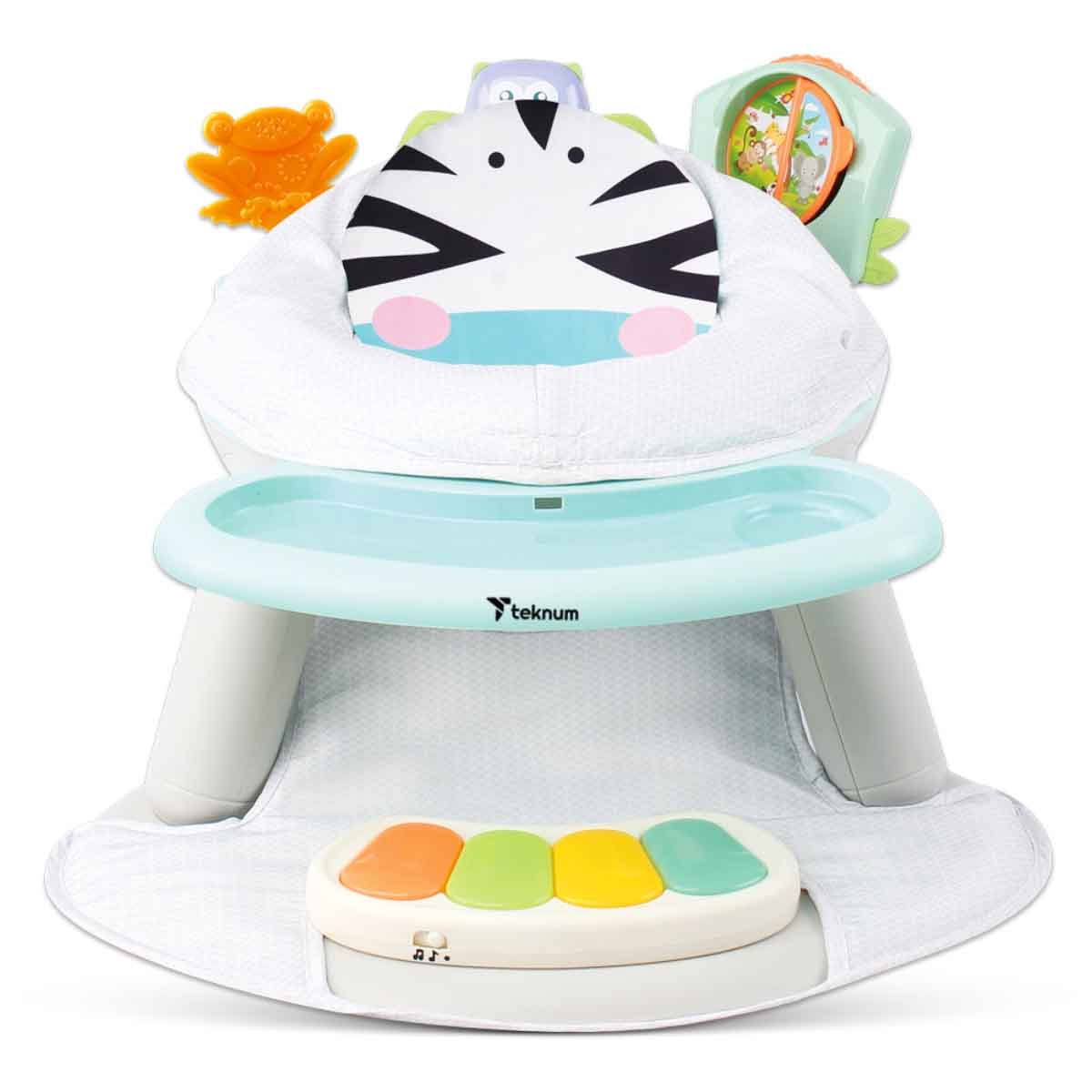 Teknum Zebra 2-in-1 Dining Chair Toddler Play Seat with Pedal Piano Toddler, 0-2 Years