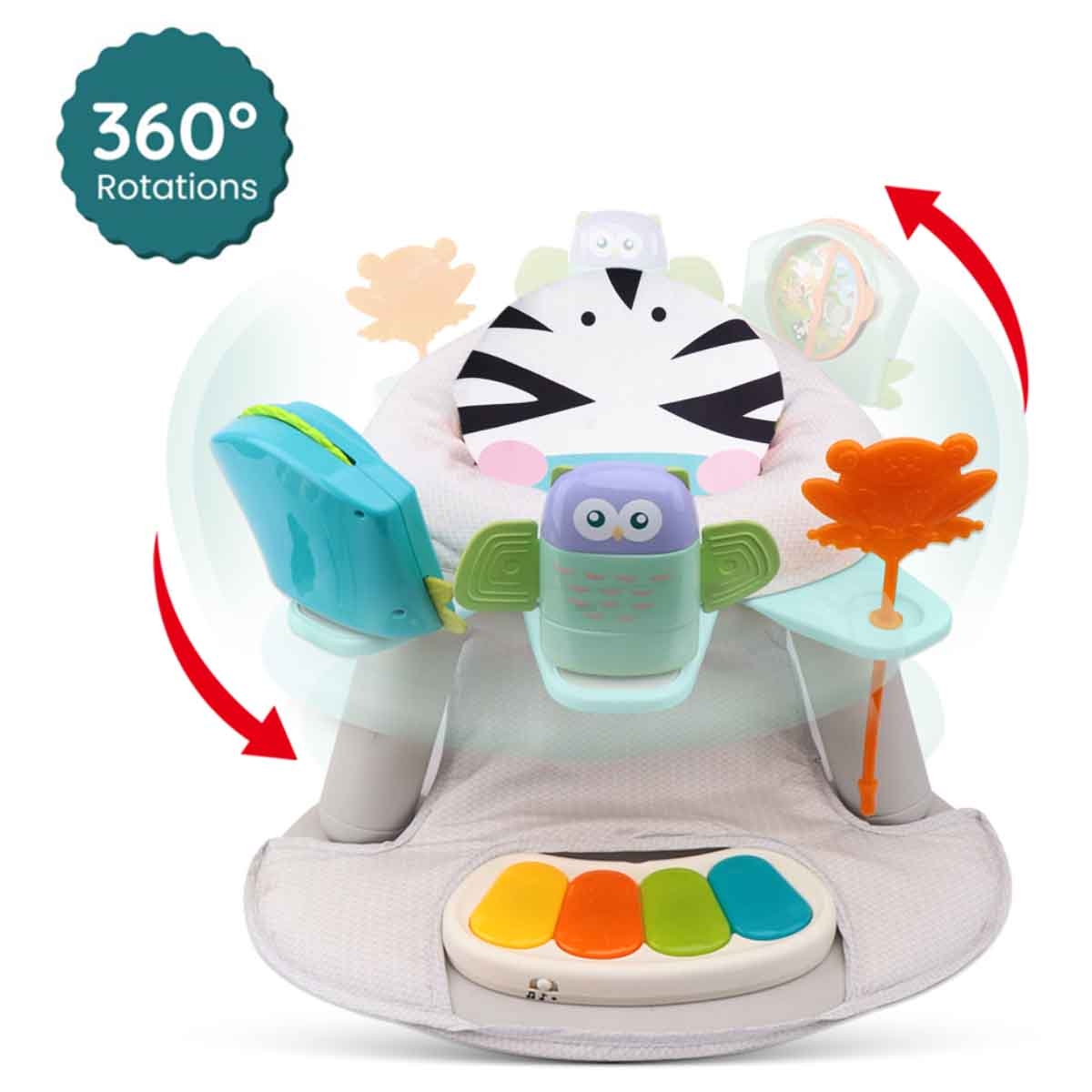 Teknum Zebra 2-in-1 Dining Chair Toddler Play Seat with Pedal Piano Toddler, 0-2 Years