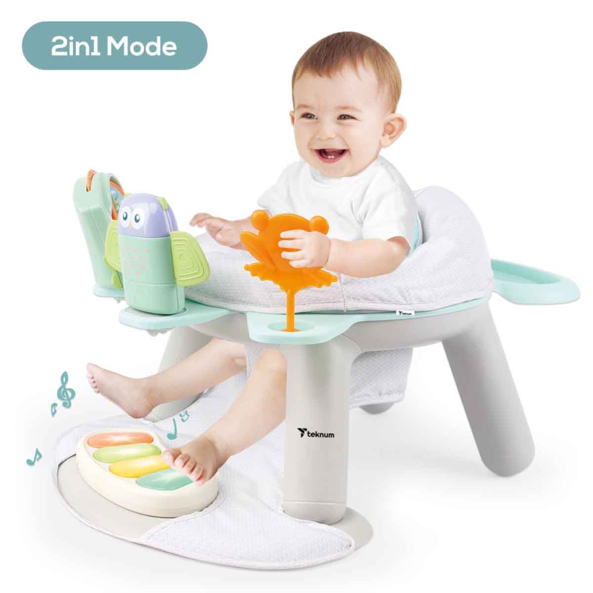 Teknum Zebra 2-in-1 Dining Chair Toddler Play Seat with Pedal Piano Toddler, 0-2 Years