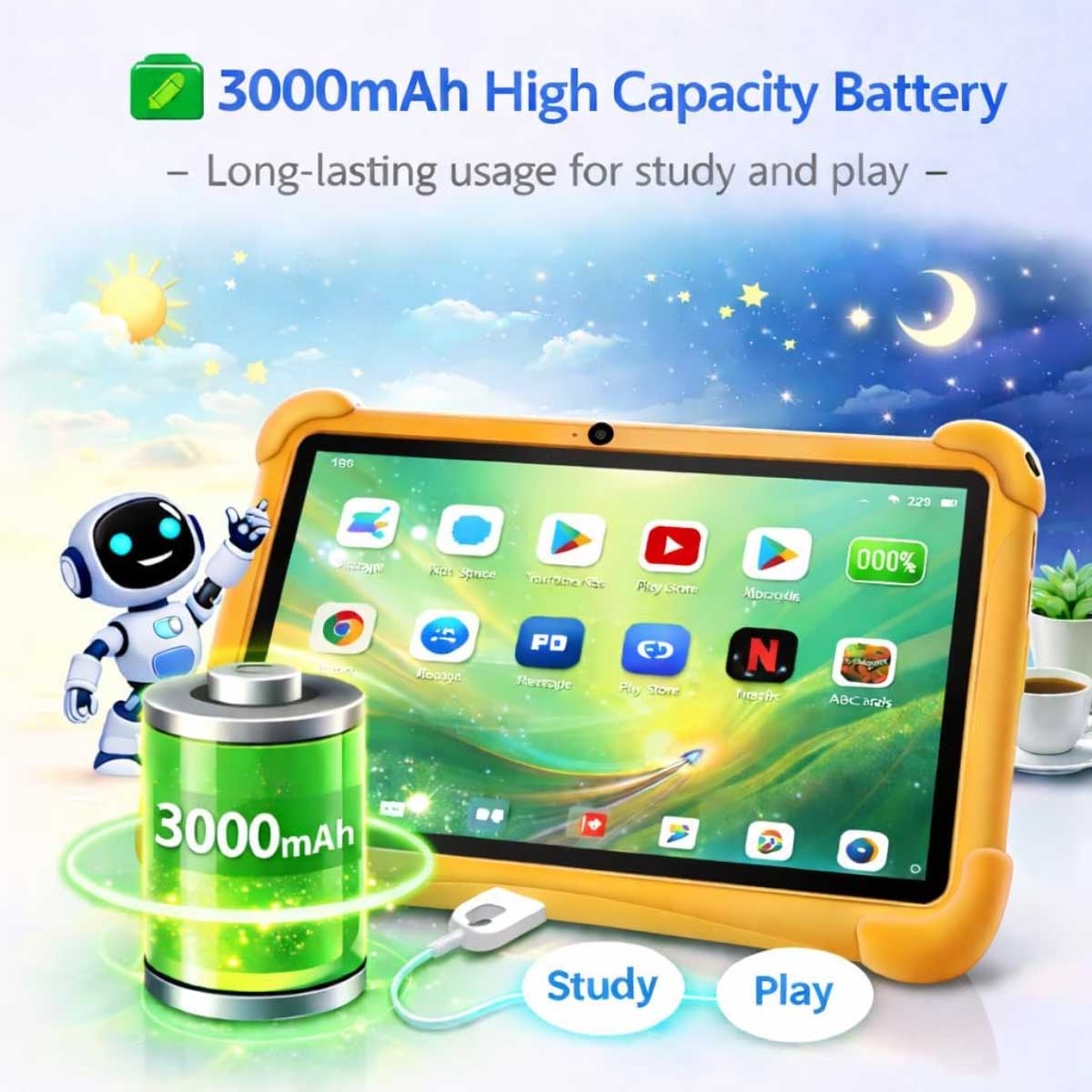 Telzeal P602 Smart Kids Android Tablet (4GB + 128GB) - Blue