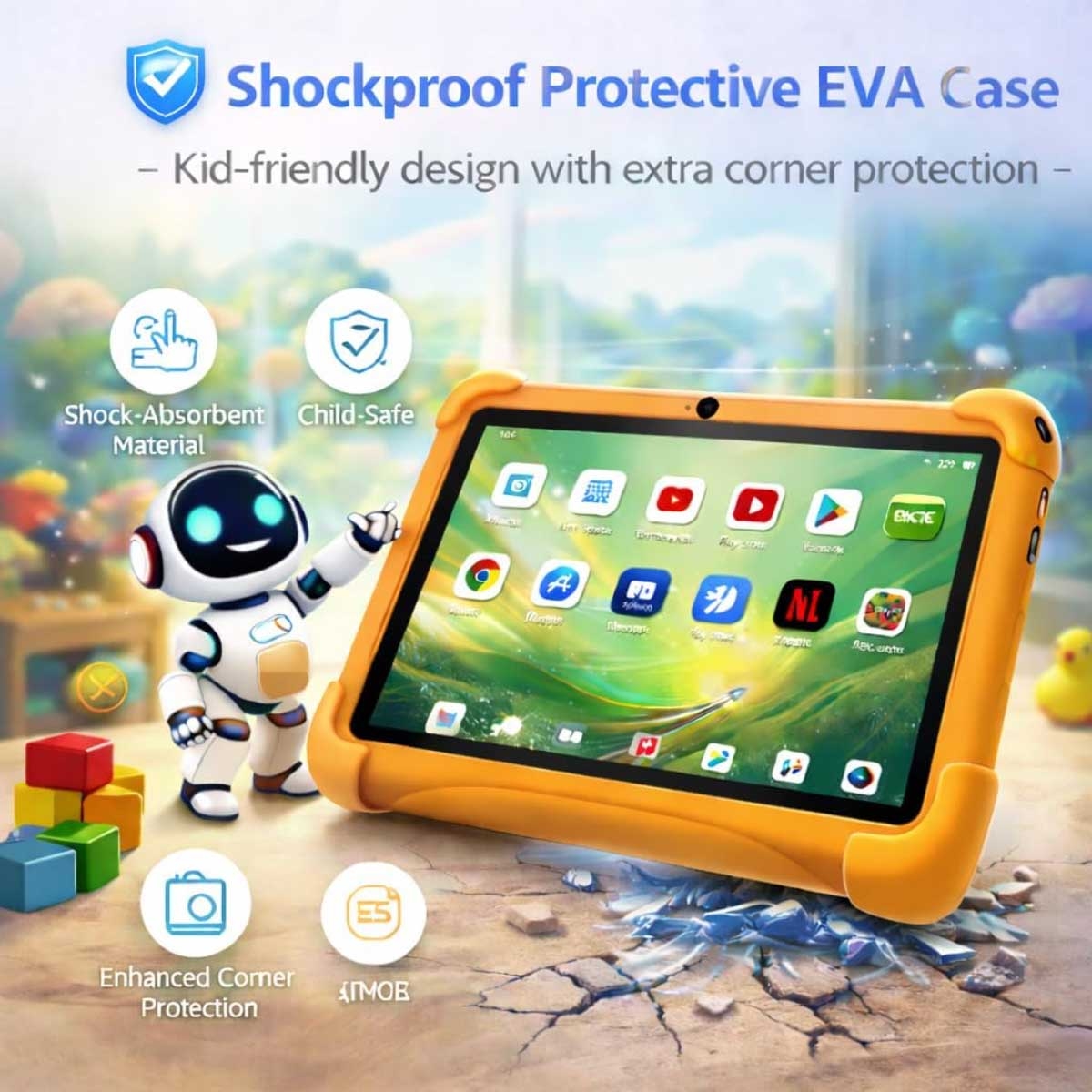 Telzeal P602 Smart Kids Android Tablet (4GB + 128GB) - Orange