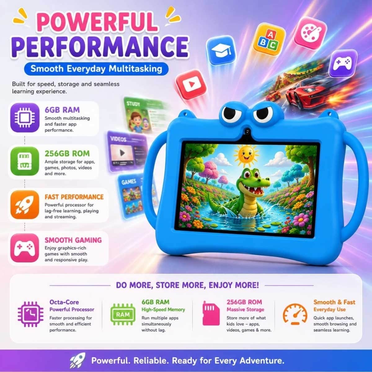Telzeal P604 Smart Kids (6GB + 256GB) - Green & Orange Android Tablet Bundle