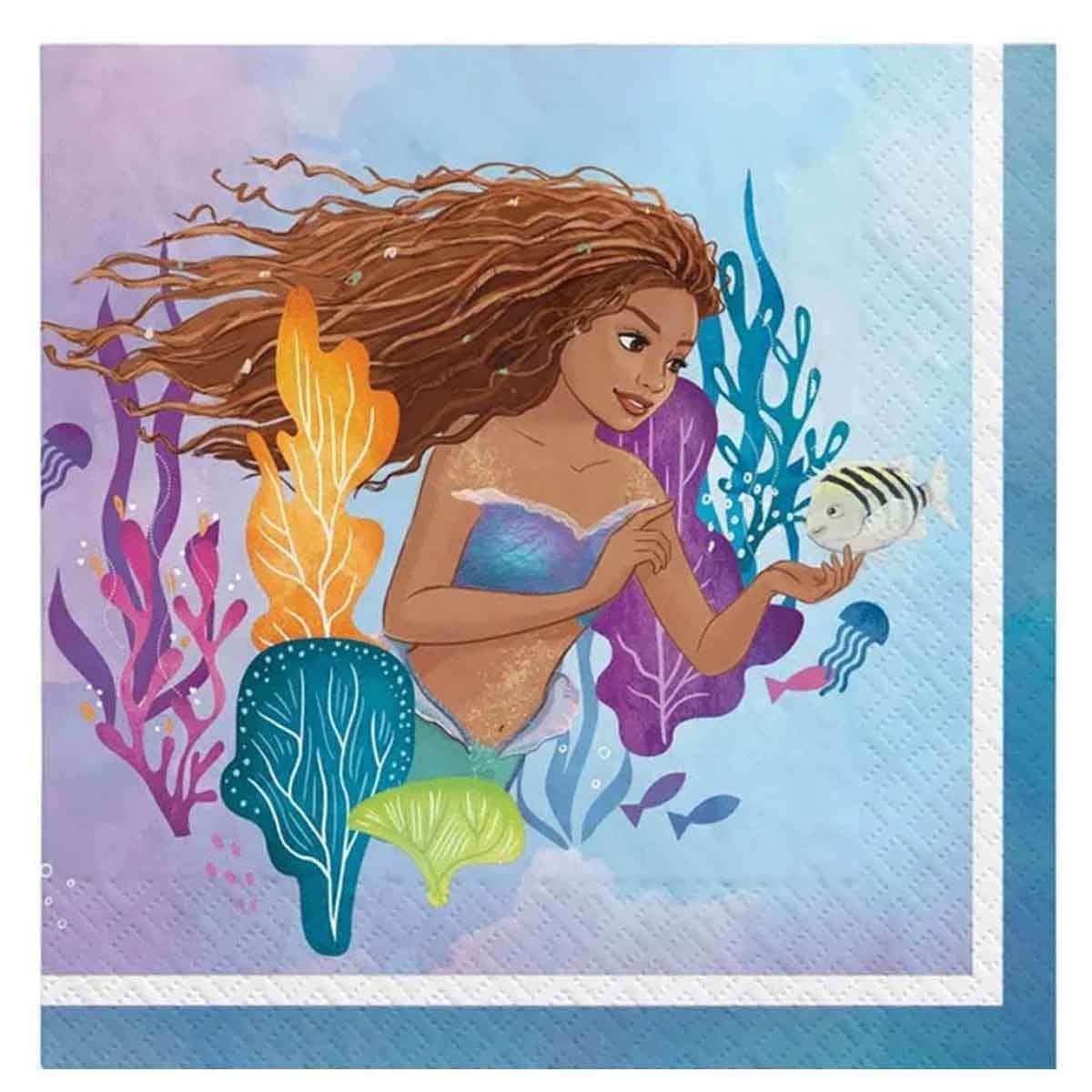 Disney The Little Mermaid 16-Piece Beverage Napkins Set