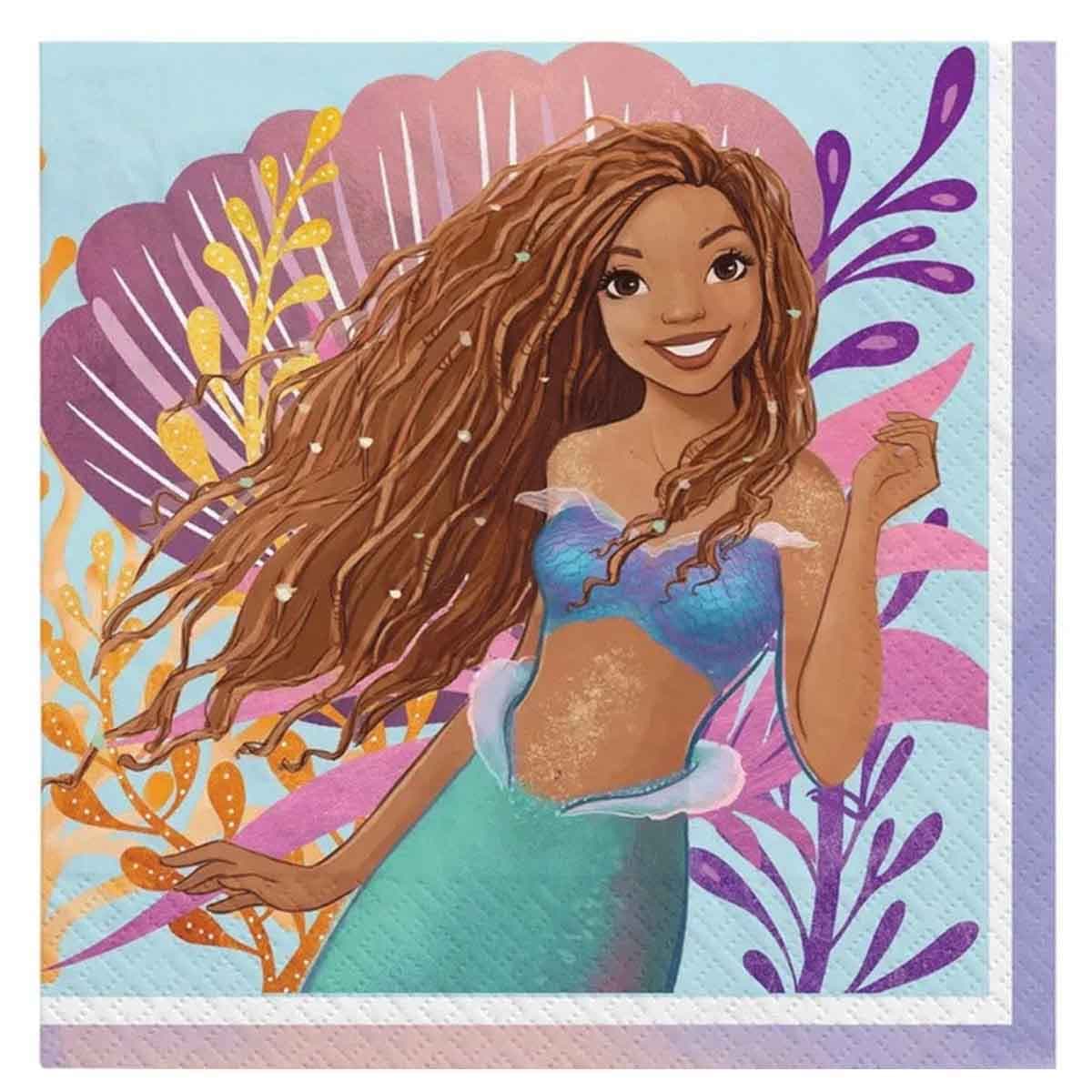 Disney The Little Mermaid 16-Piece Lunch Napkins Set