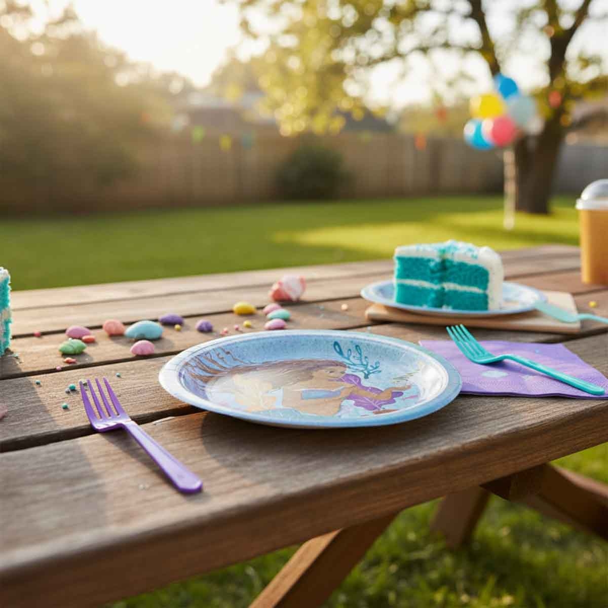 ديزني ذا ليتل ميرميد مجموعة 8-قطع أطباق ورقية متألقة 7 انش