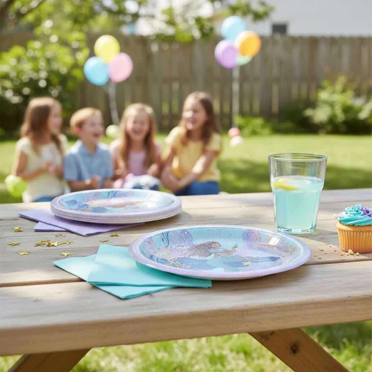 ديزني ذا ليتل ميرميد مجموعة 8-قطع أطباق ورقية متألقة 9 انش