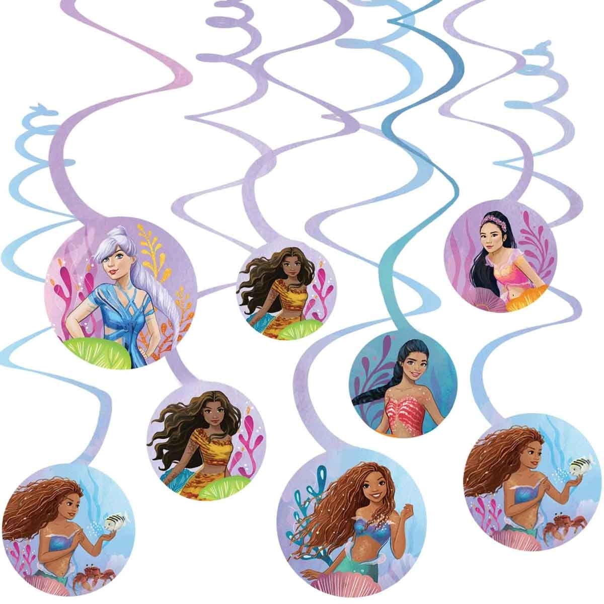 Disney The Little Mermaid 5" Spiral Decorations with Cutouts Set