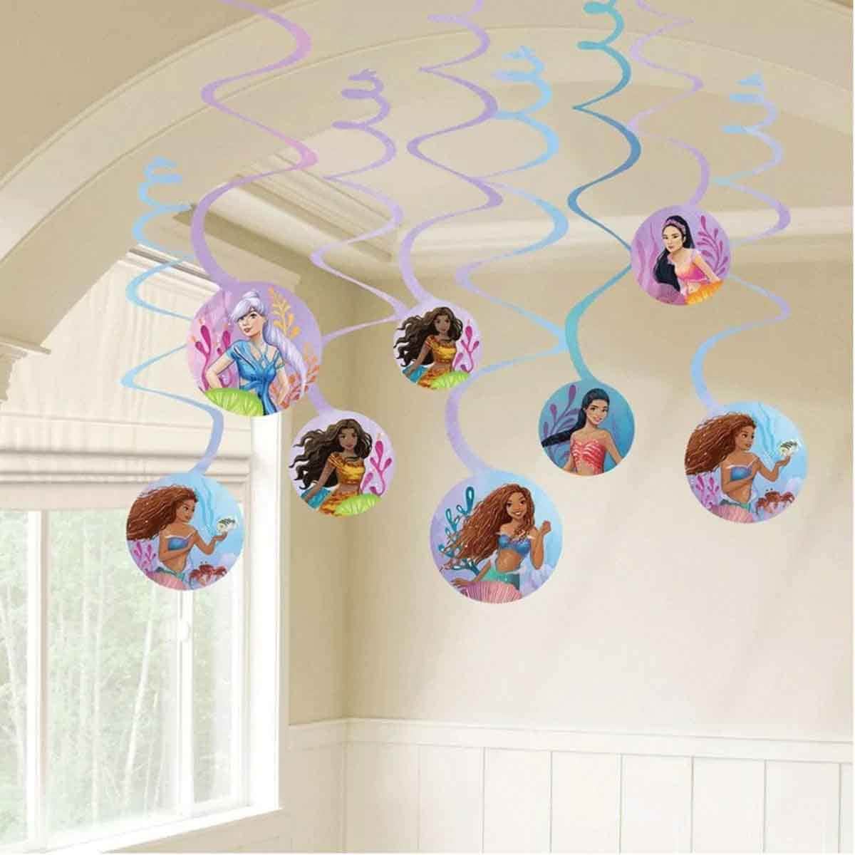 Disney The Little Mermaid 5" Spiral Decorations with Cutouts Set
