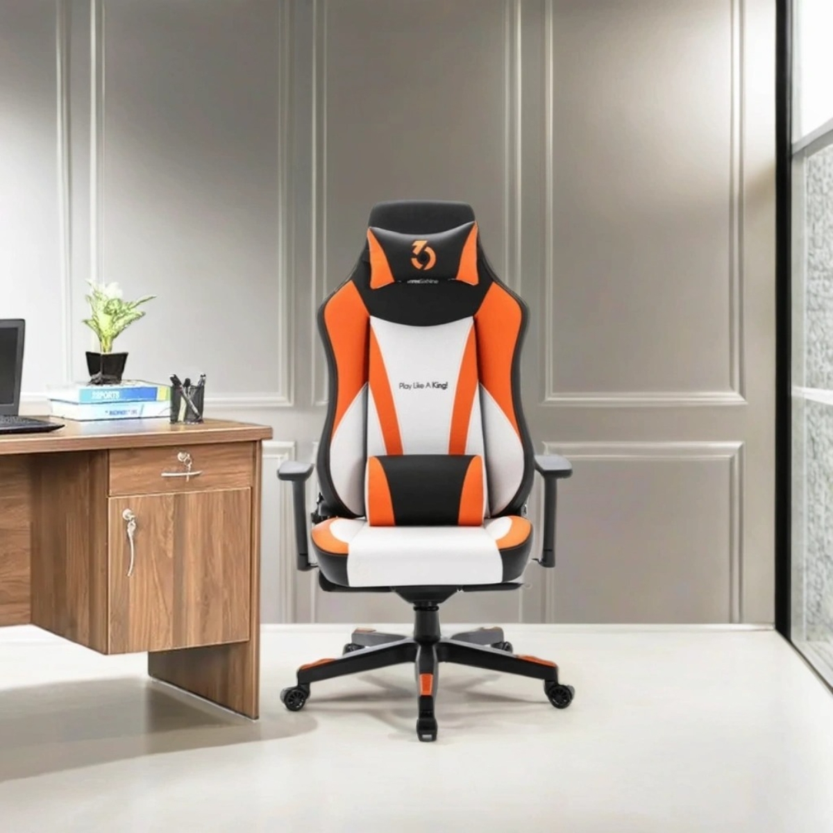 369 Black/Orange Adjustable K4 Gaming Chair