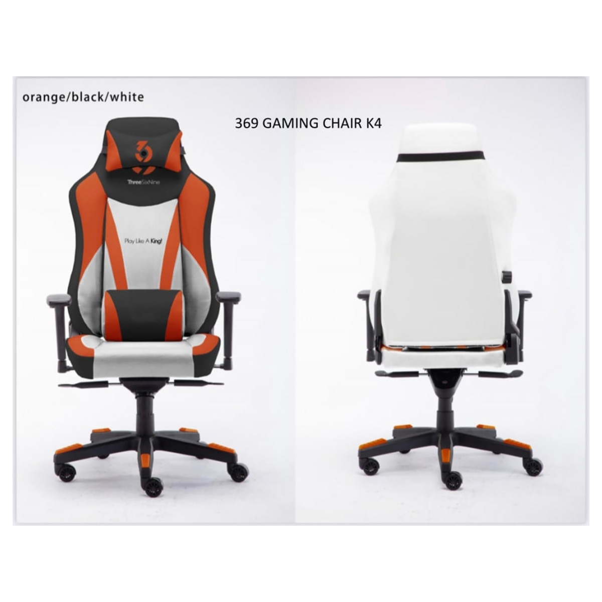 369 Black/Orange Adjustable K4 Gaming Chair