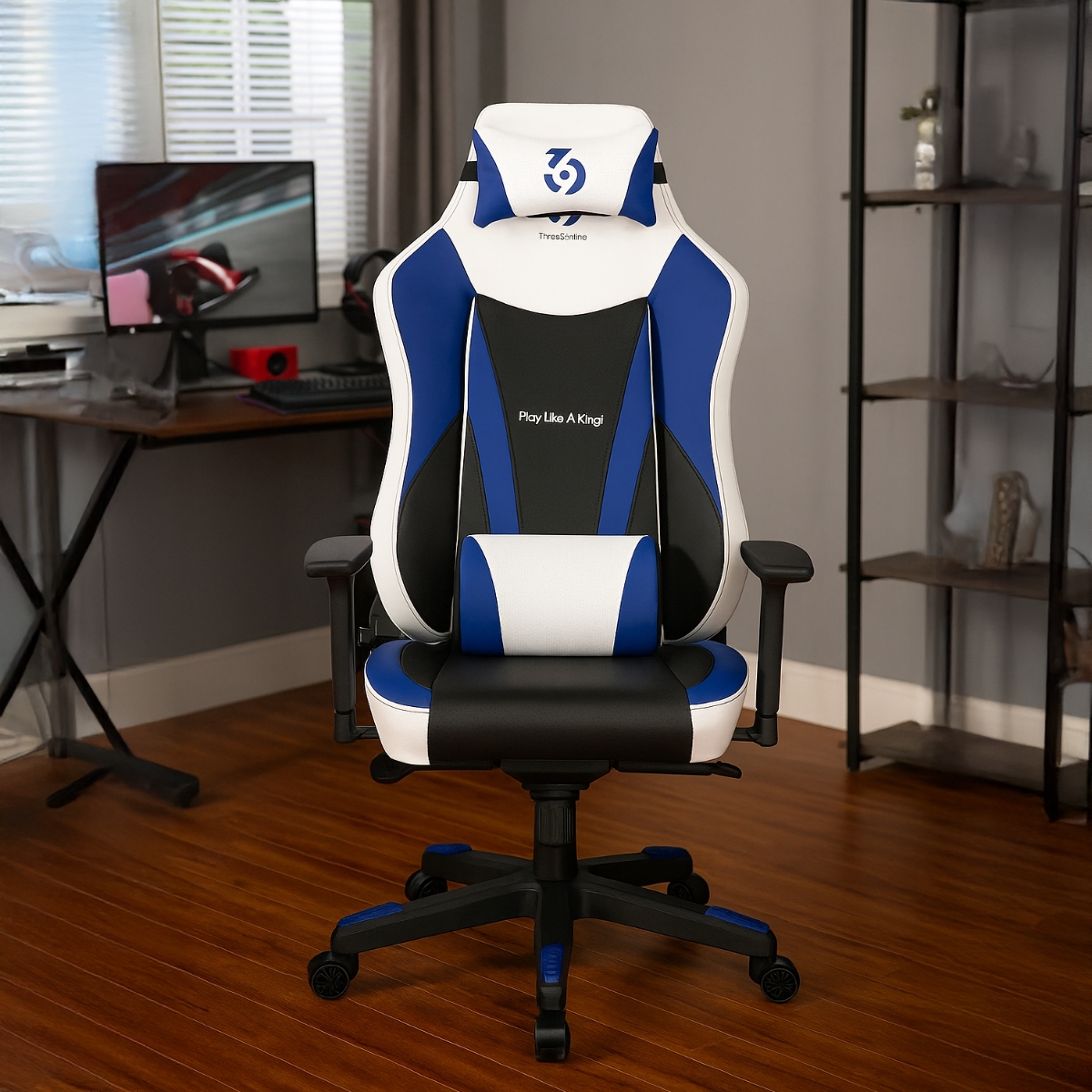 369 Blue/White Adjustable K4 Gaming Chair