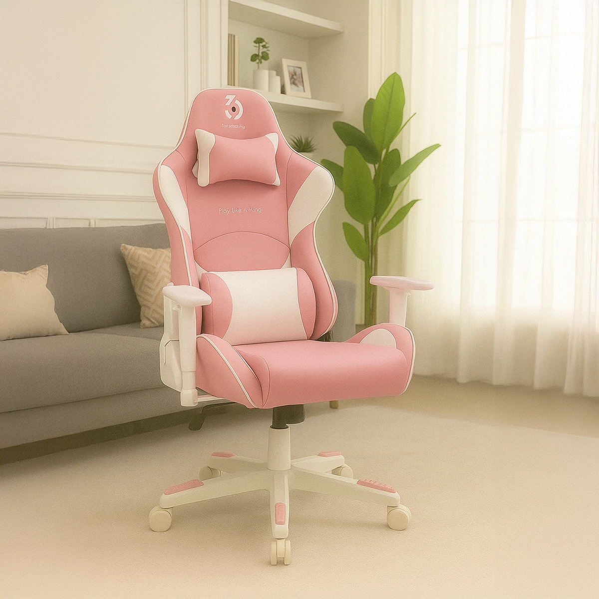 369 Pink/White Adjustable K2 Gaming Chair