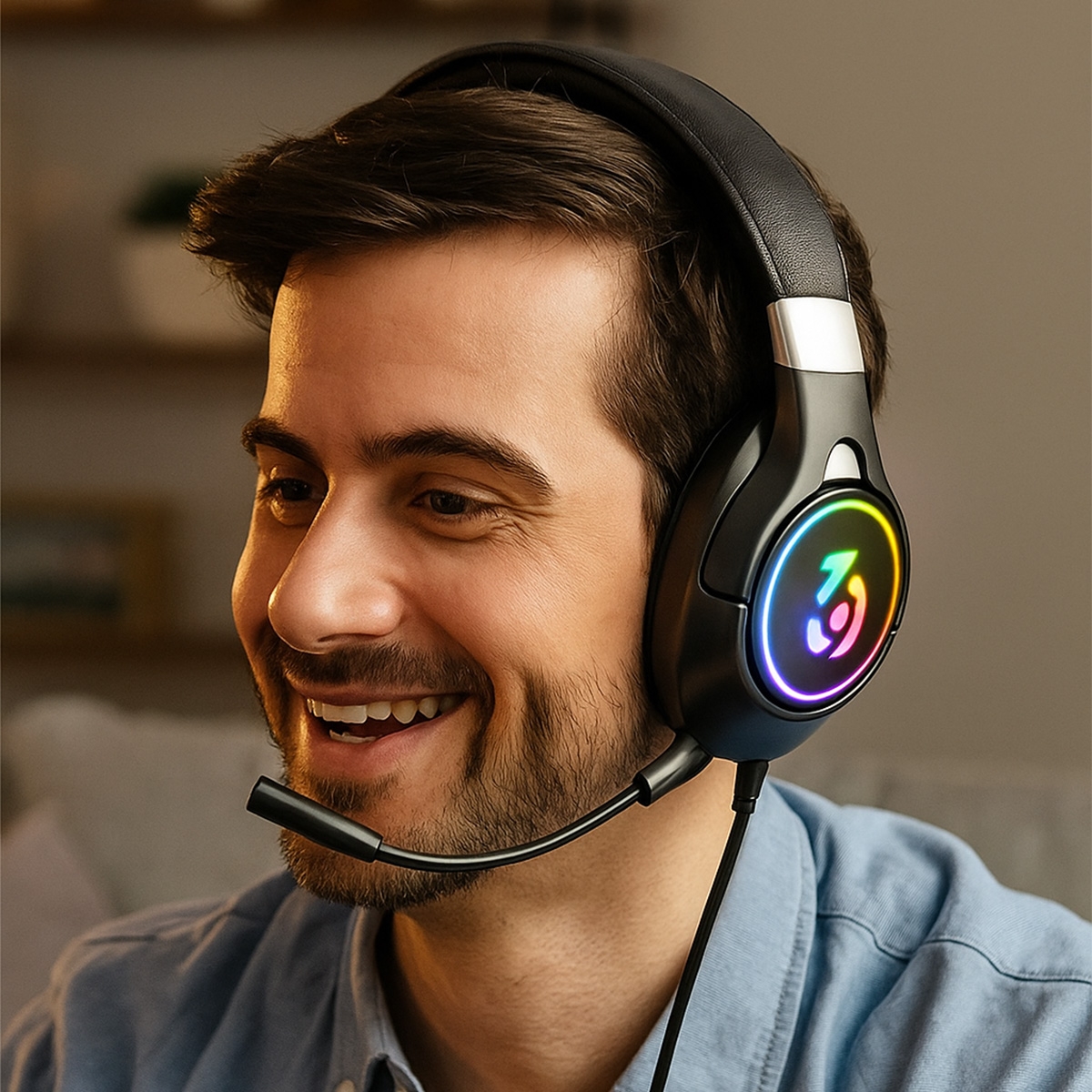 369 سماعة رأس سلكية للألعاب موديل R12 مع ميكروفون