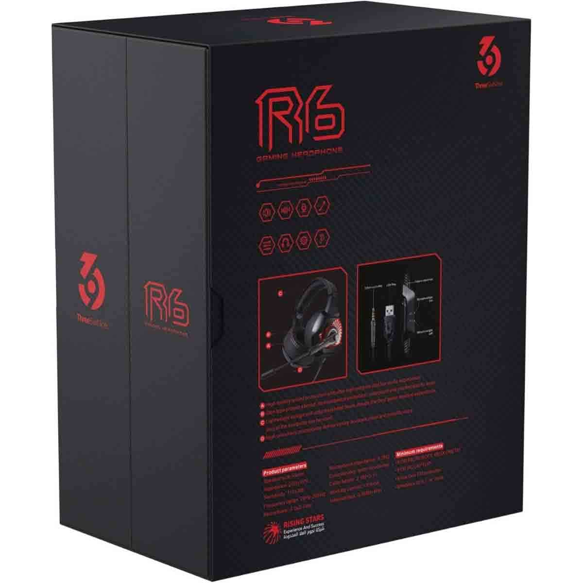 369 R6-Professional Over Ear Red/Black Wired Gaming Headset