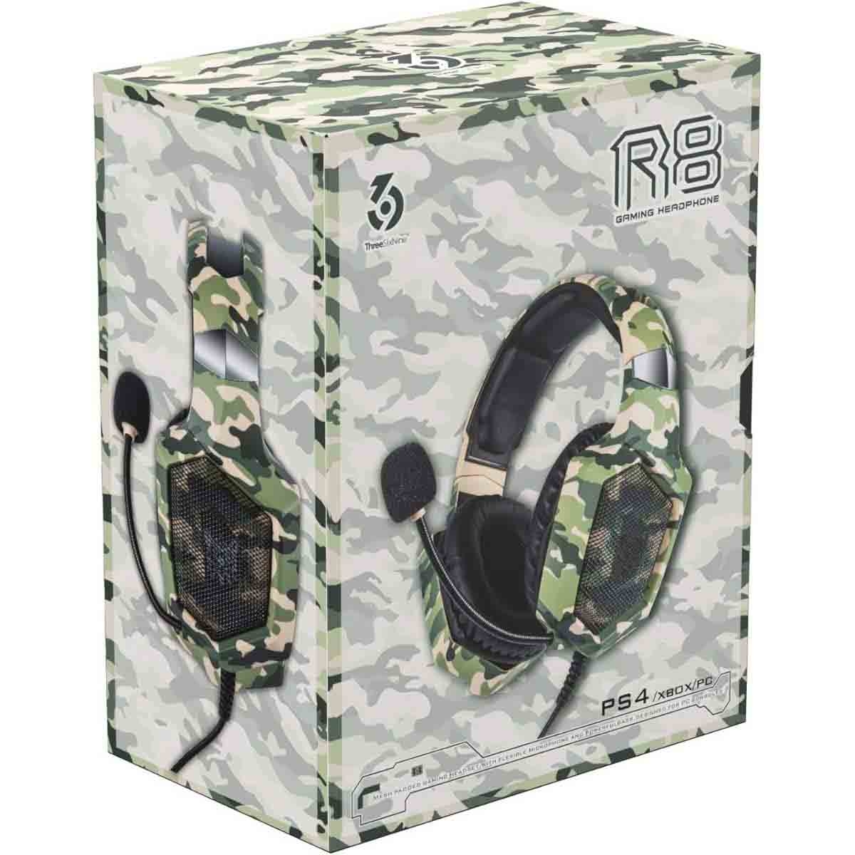 369 R8-Professional Over Ear Camouflage Green Wired Gaming Headset