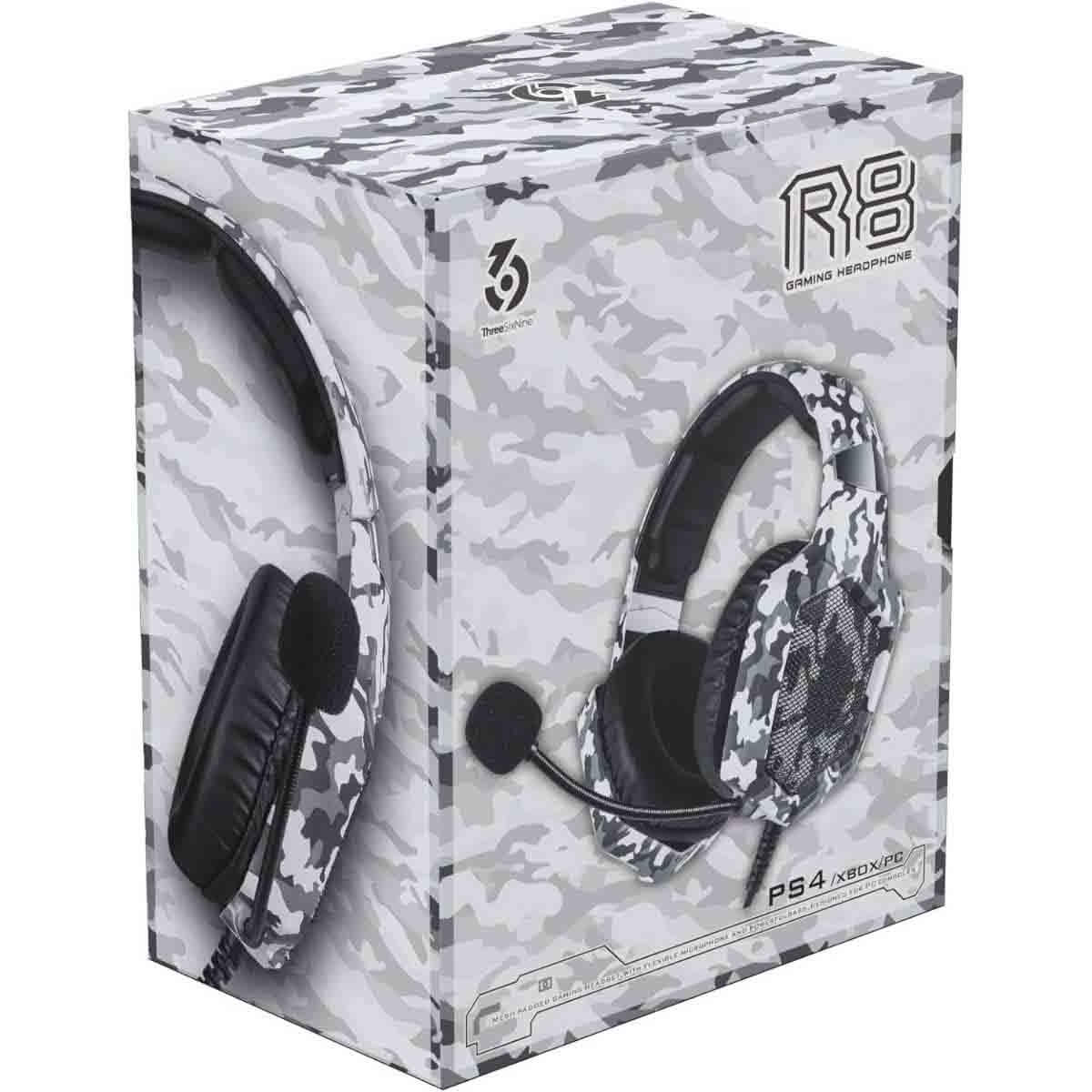 369 R8-Professional Over Ear Camouflage White Wired Gaming Headset