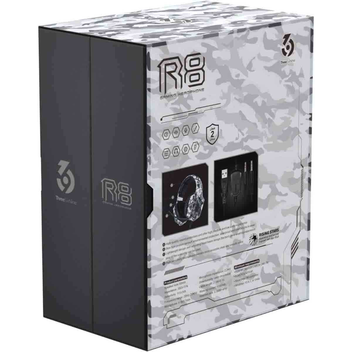 369 R8-Professional Over Ear Camouflage White Wired Gaming Headset