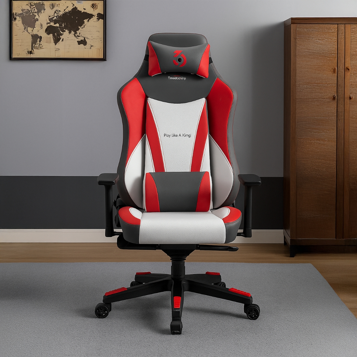 369 Red/White Adjustable K4 Gaming Chair