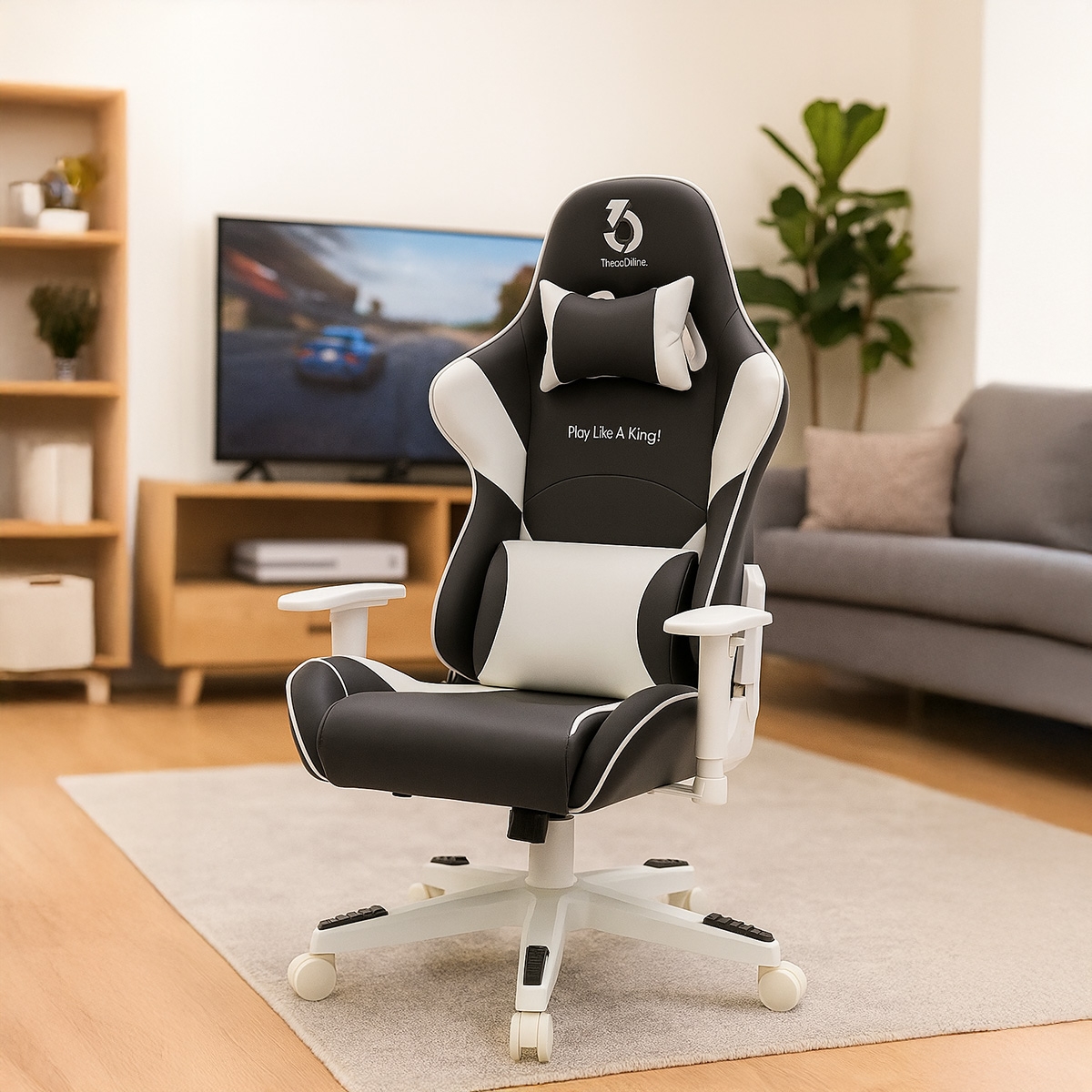 369 كرسي ألعاب قابل للتعديل موديل K2 باللونين الأبيض والرمادي