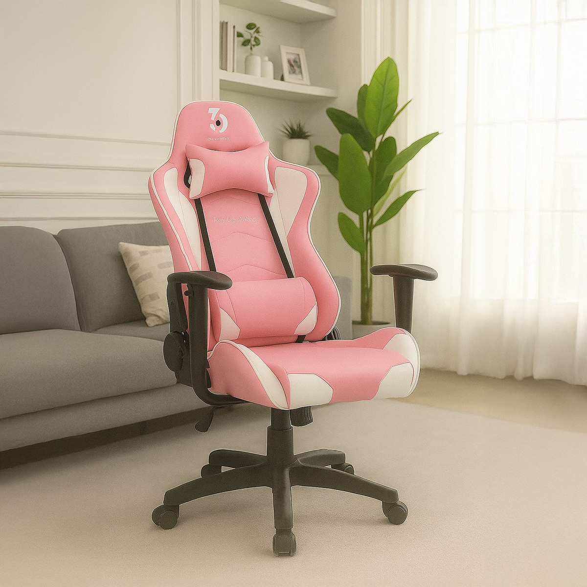 369 White/Pink Adjustable K1 Gaming Chair