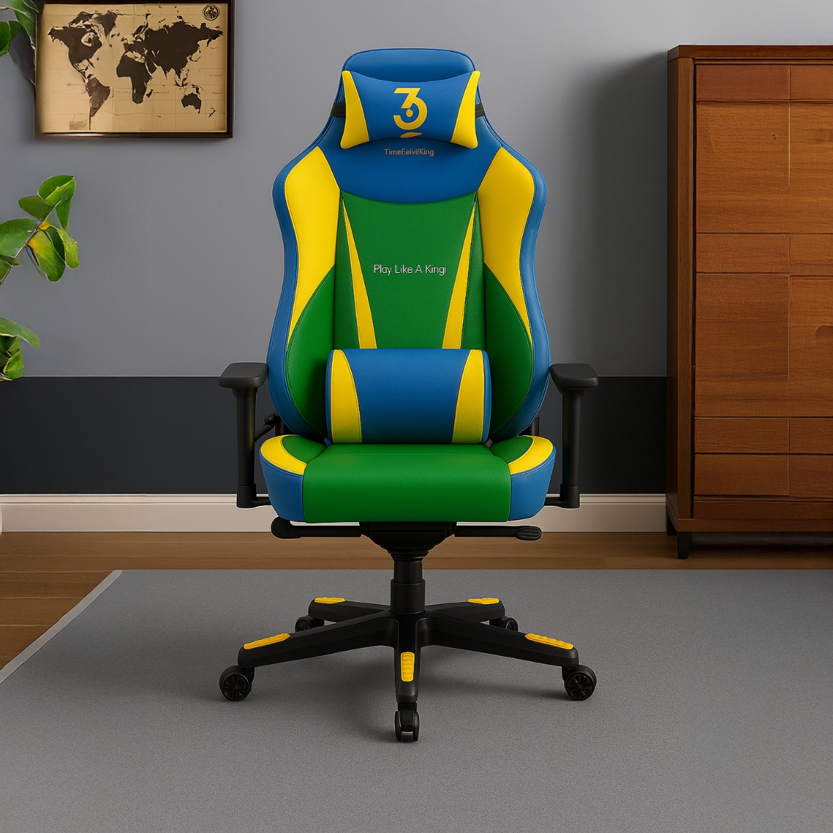 369 Yellow/Blue Adjustable K4 Gaming Chair