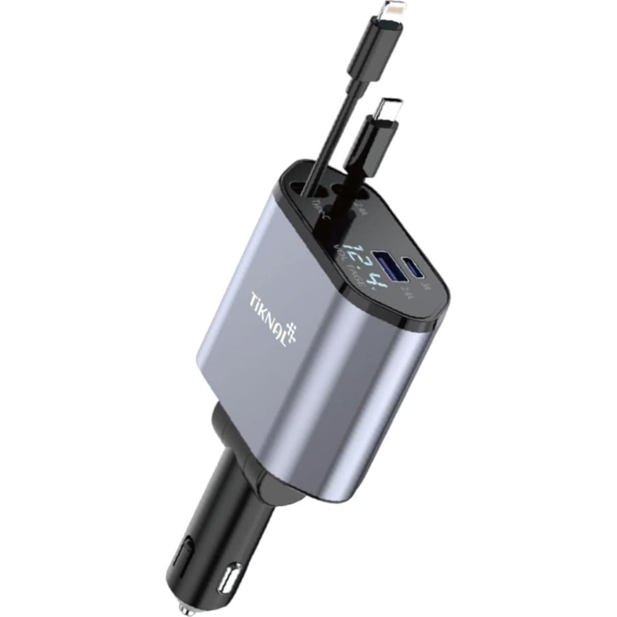 تيكنال شاحن سيارة 4 في 1 بقدرة 120W مع كابل لايتنينج وUSB-C مدمجين