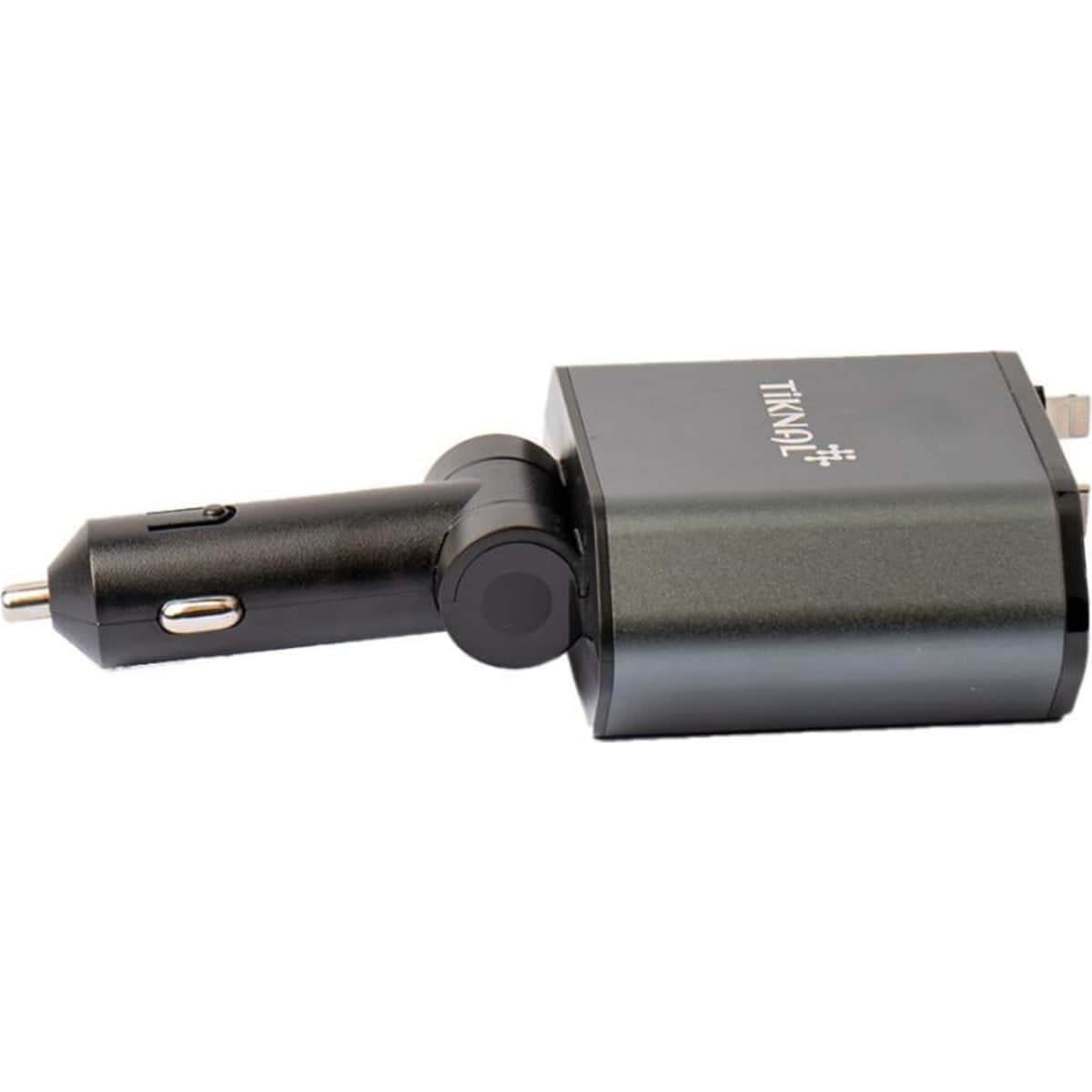 Tiknal 120W 4-in-1 Car Charger with Built-in Lightning & USB-C Cable