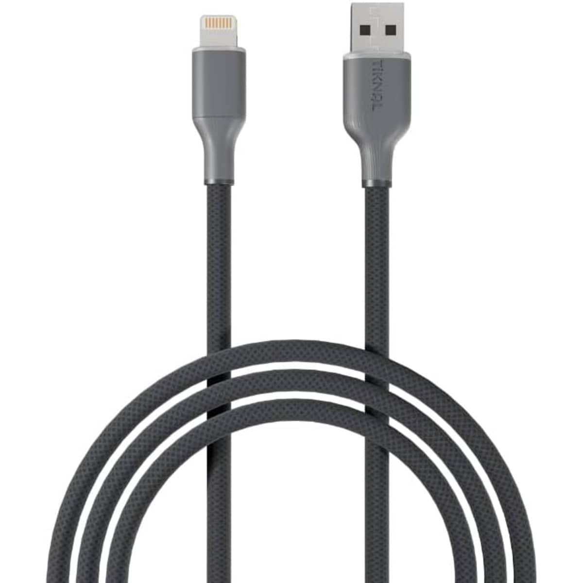 تيكنال كابل USB-A إلى لايتنينج مضفر بالنايلون، رمادي